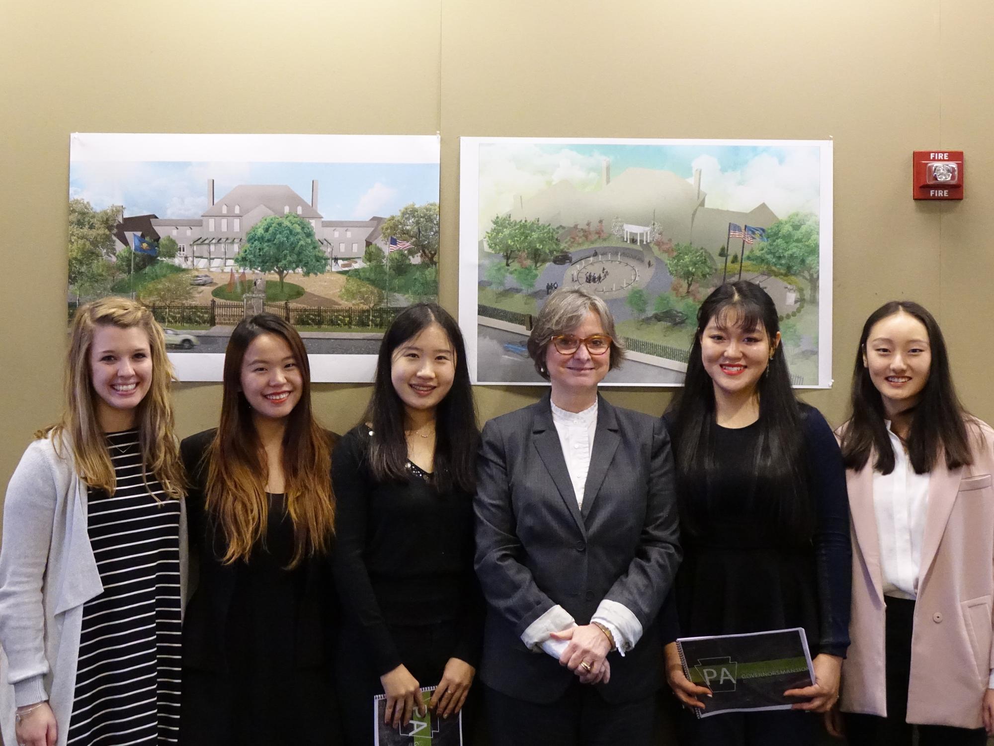 Students pose with Frances Wolf, First Lady of Pennsylvania. 