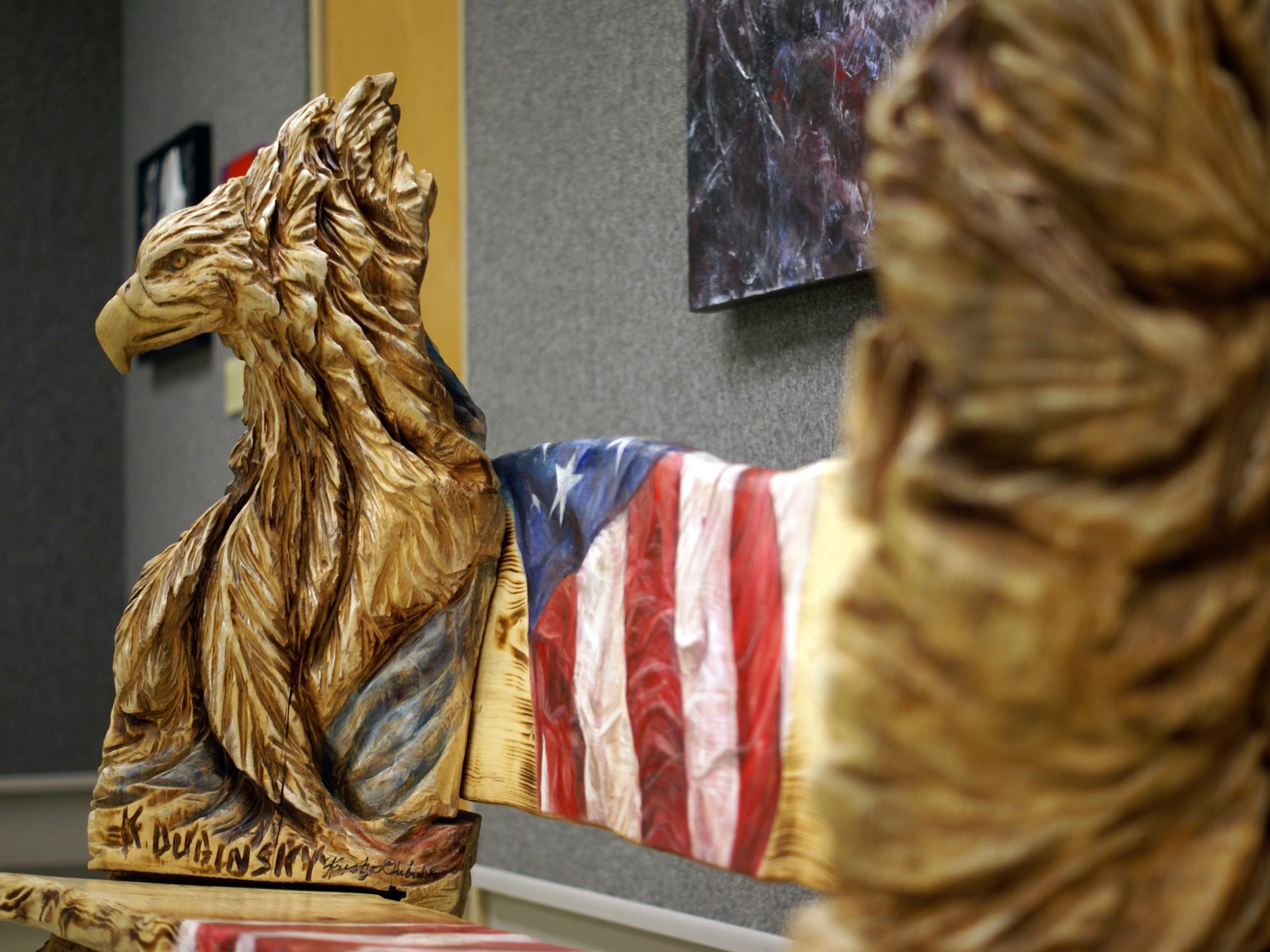 "Work is Done" wood art piece by Kristy Dubinsky