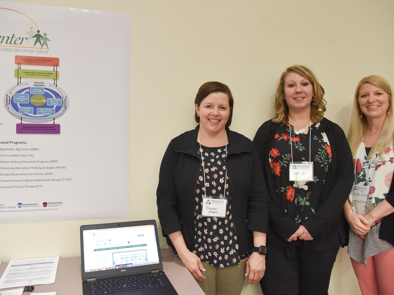 EPIS Center staff Geneen Burris, Heather Roberts and Jordan Joyce at PROSPER conference