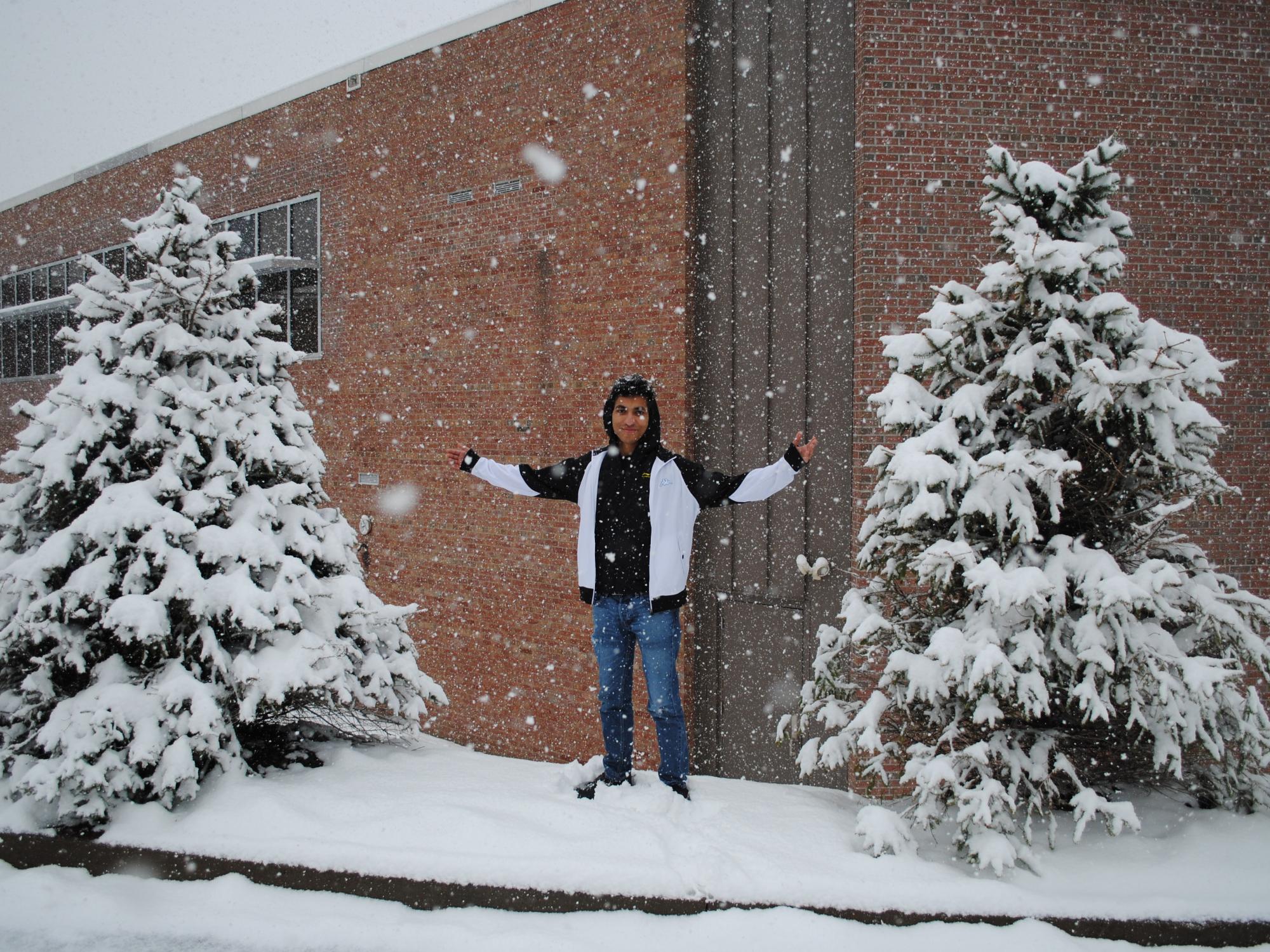 During the snowstorm, Craig Miranda Skyped with his parents back home, so they could get a closer glimpse of what they were missing.