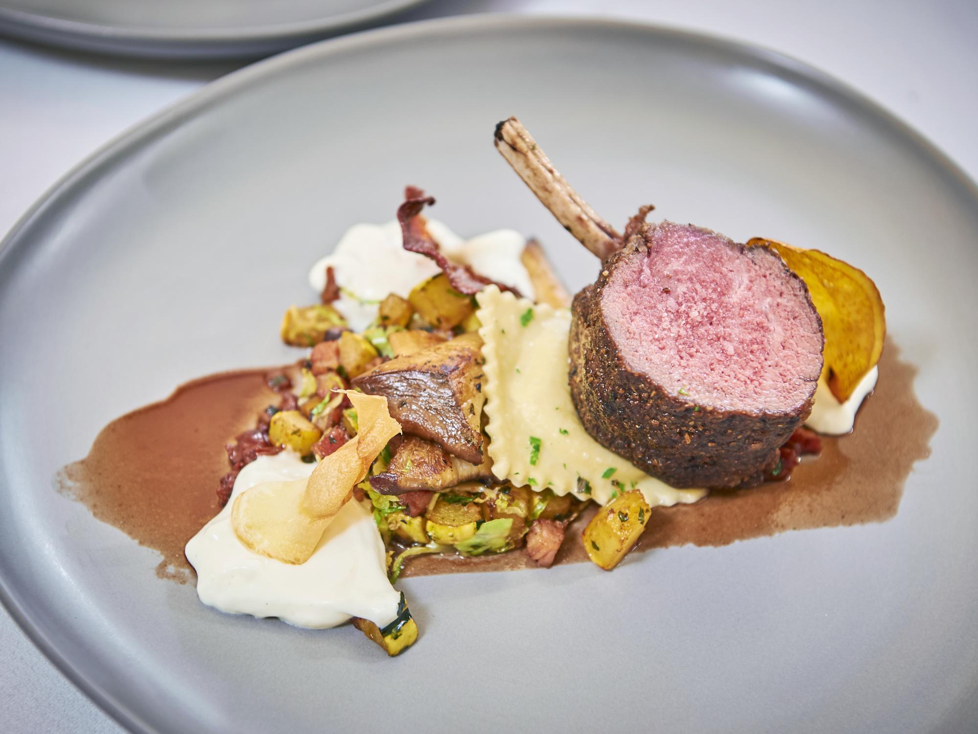 A view of plated venison dish