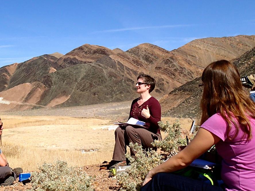 Claire Cleveland giving lecture in Death Valley