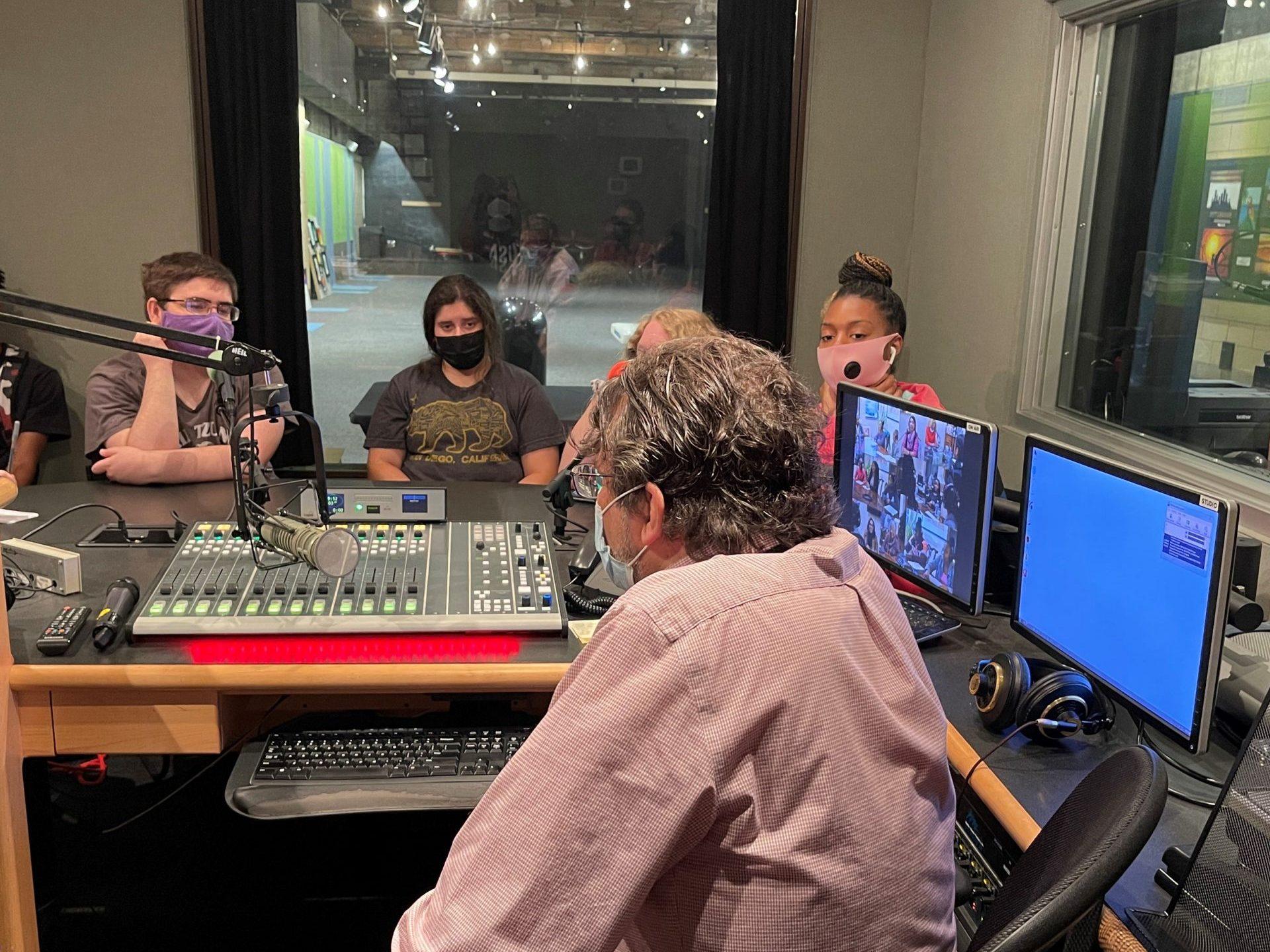 Students visit SLB radio studio.