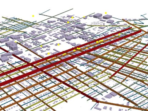 3-D map of State College showing popular locations and important roads