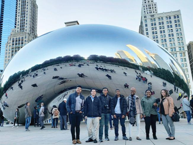 Penn State students in front of the bean sculpture in Chicago