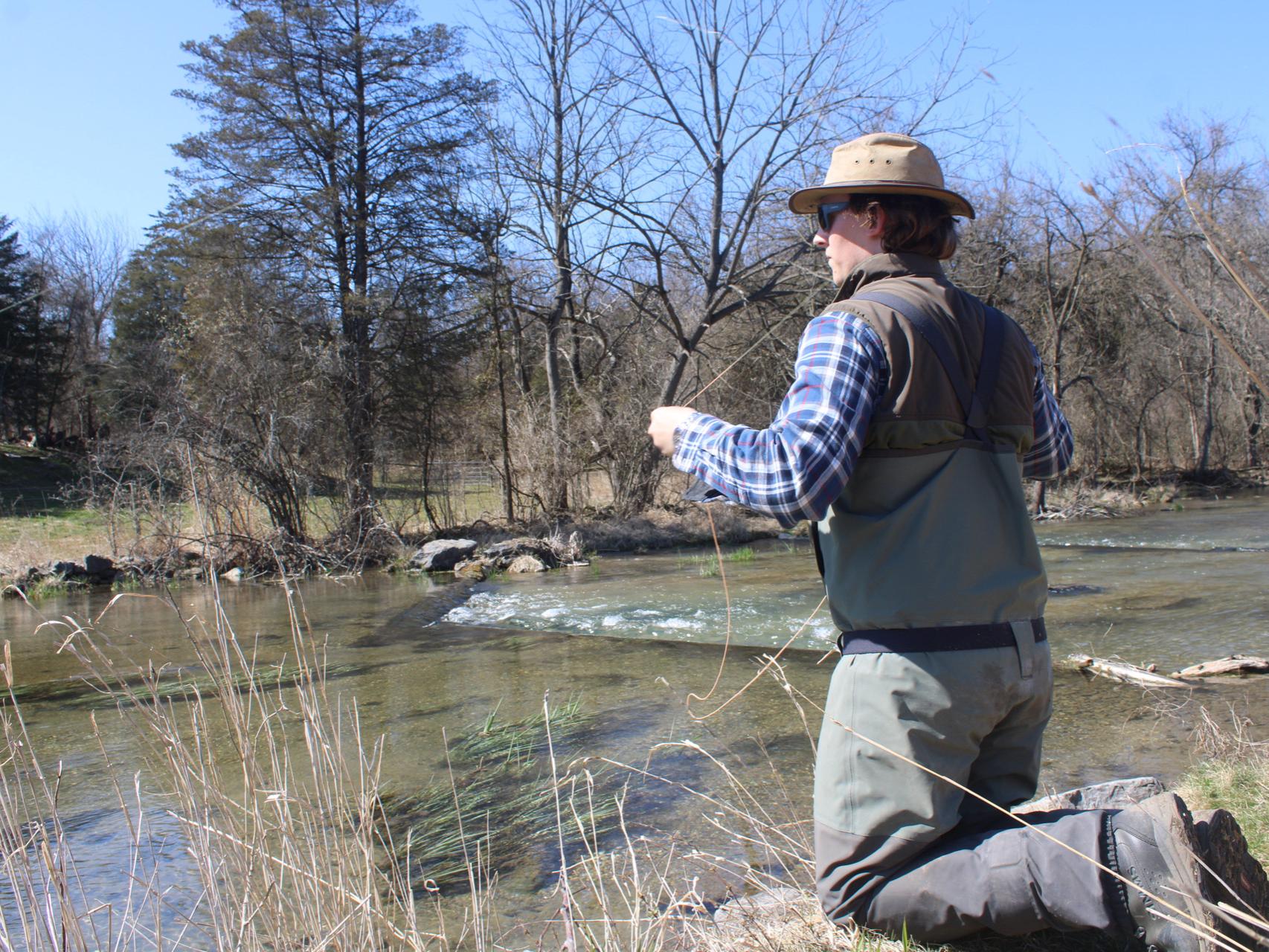 undergrad researcher fishing