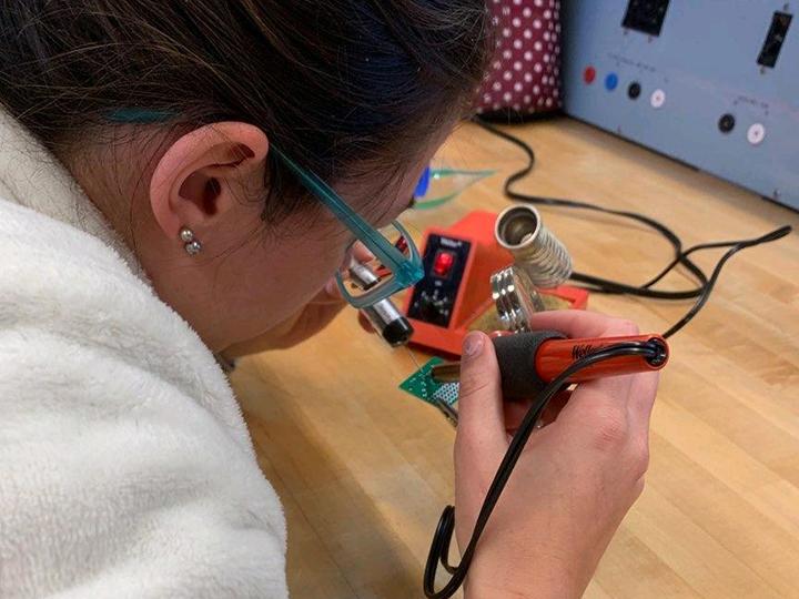Elizabeth Beller works on a class project. 