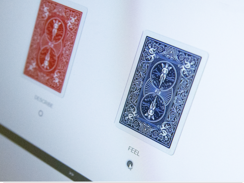 deck of cards labeled "feel"