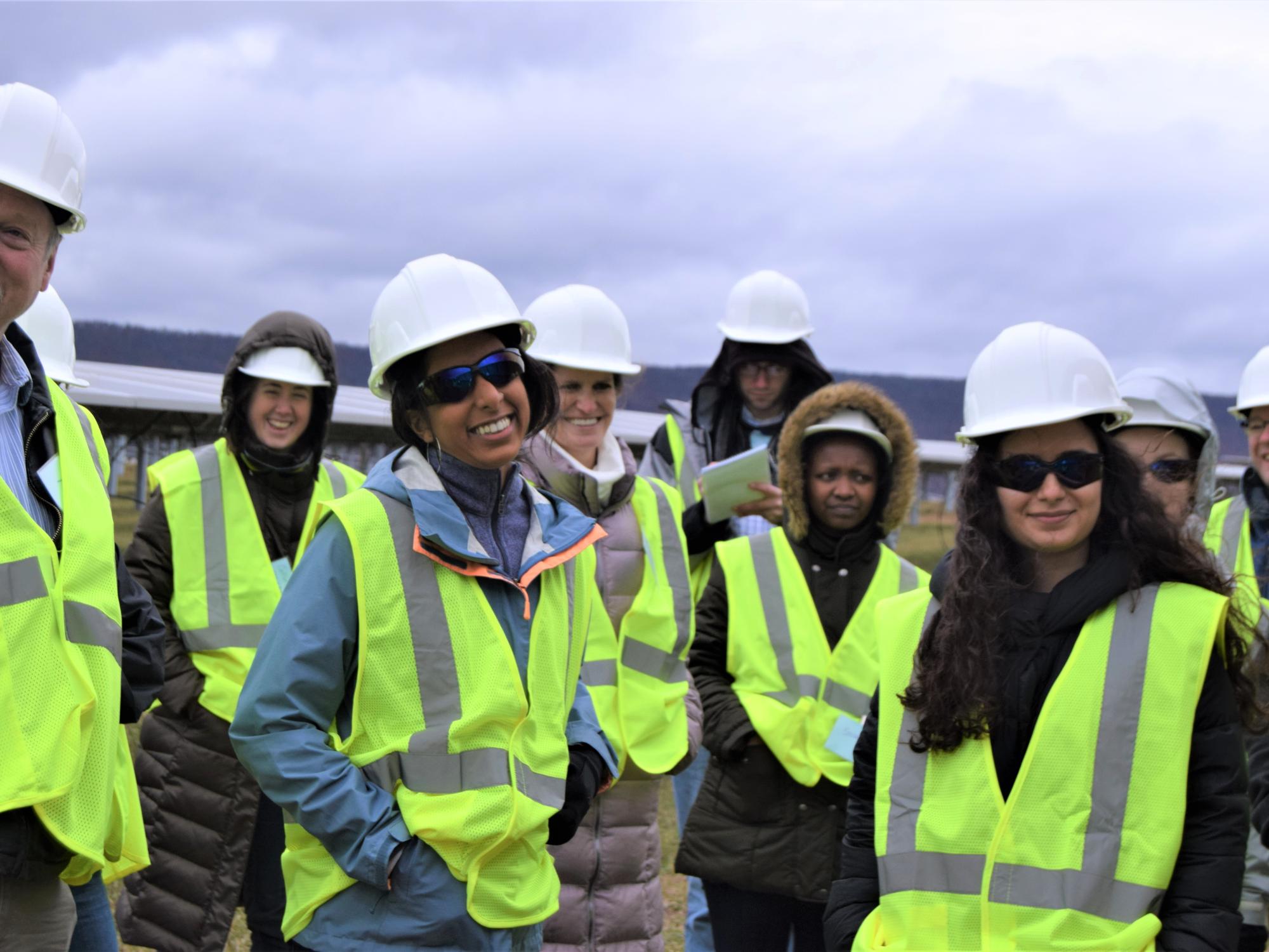 LandscapeU field trip participants at the solar farm.