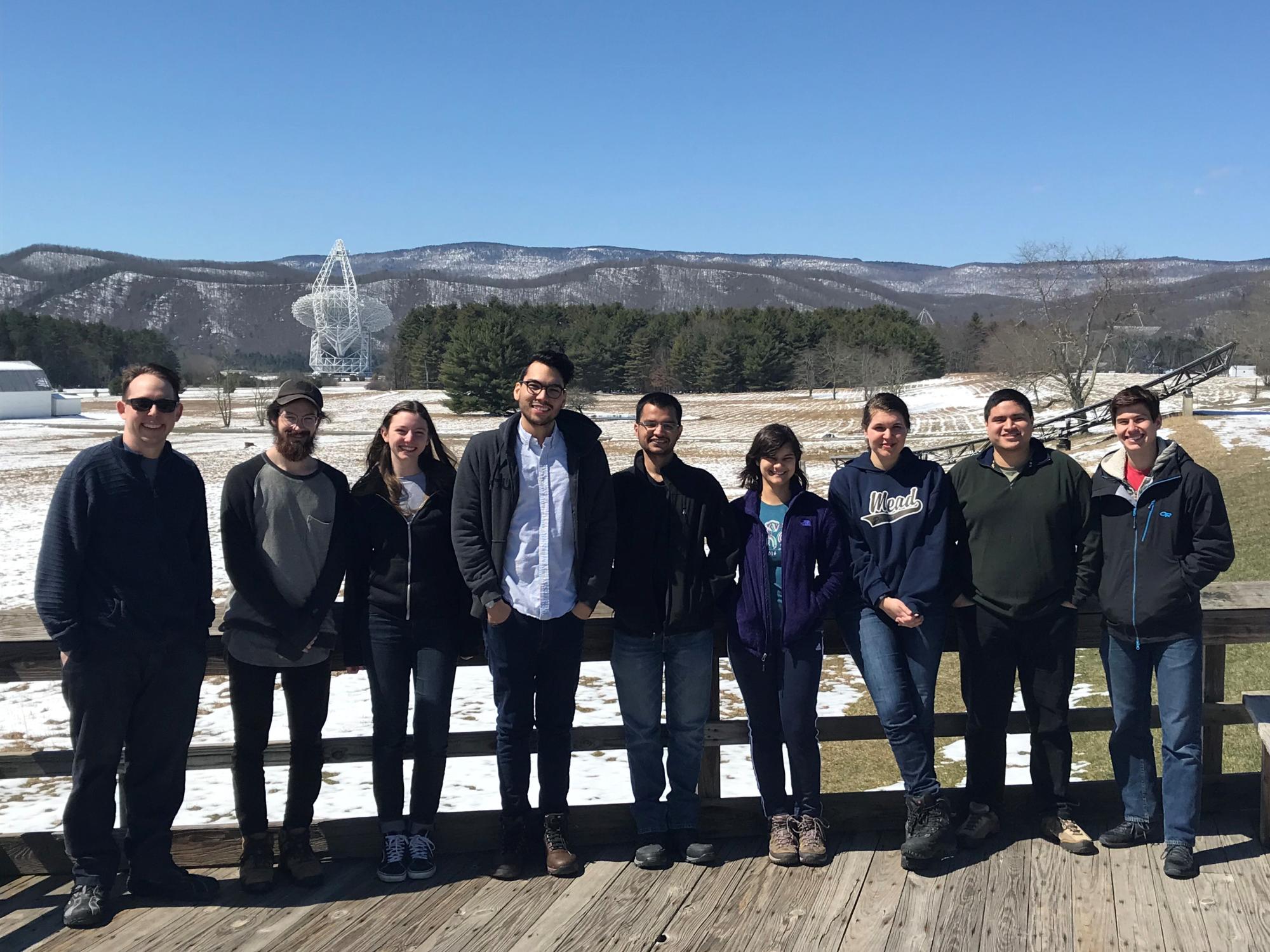 Jason Wright and students in his SETI graduate course, at Green Bank Observatory.