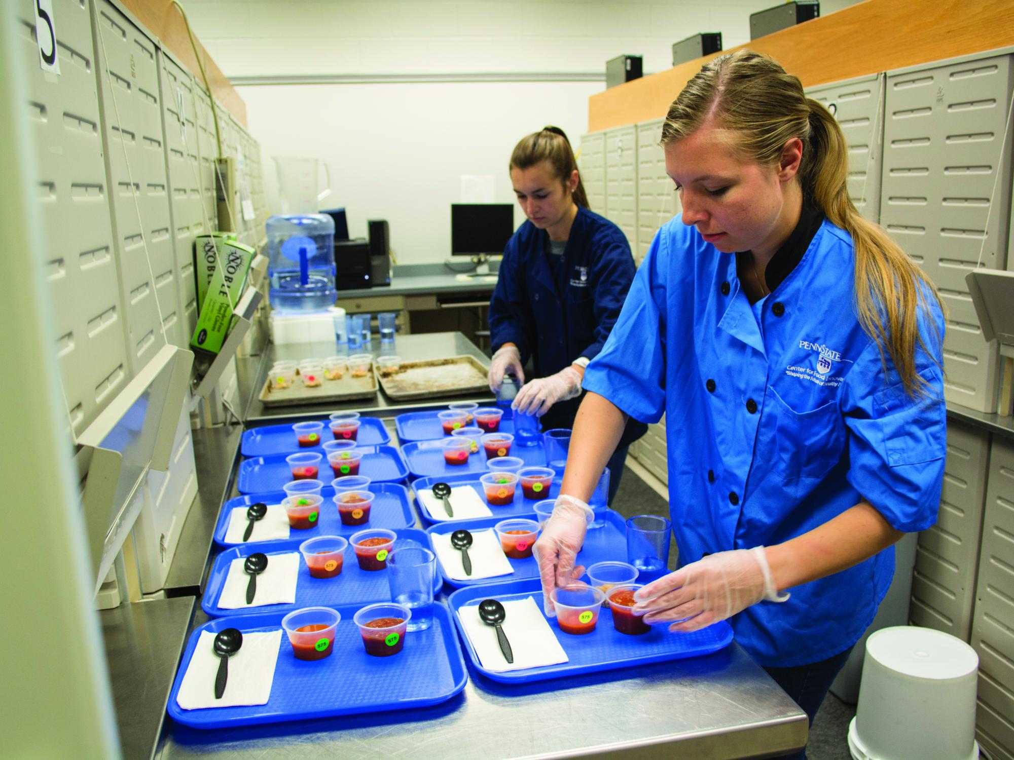 Felicia Gater sets up samples for food test