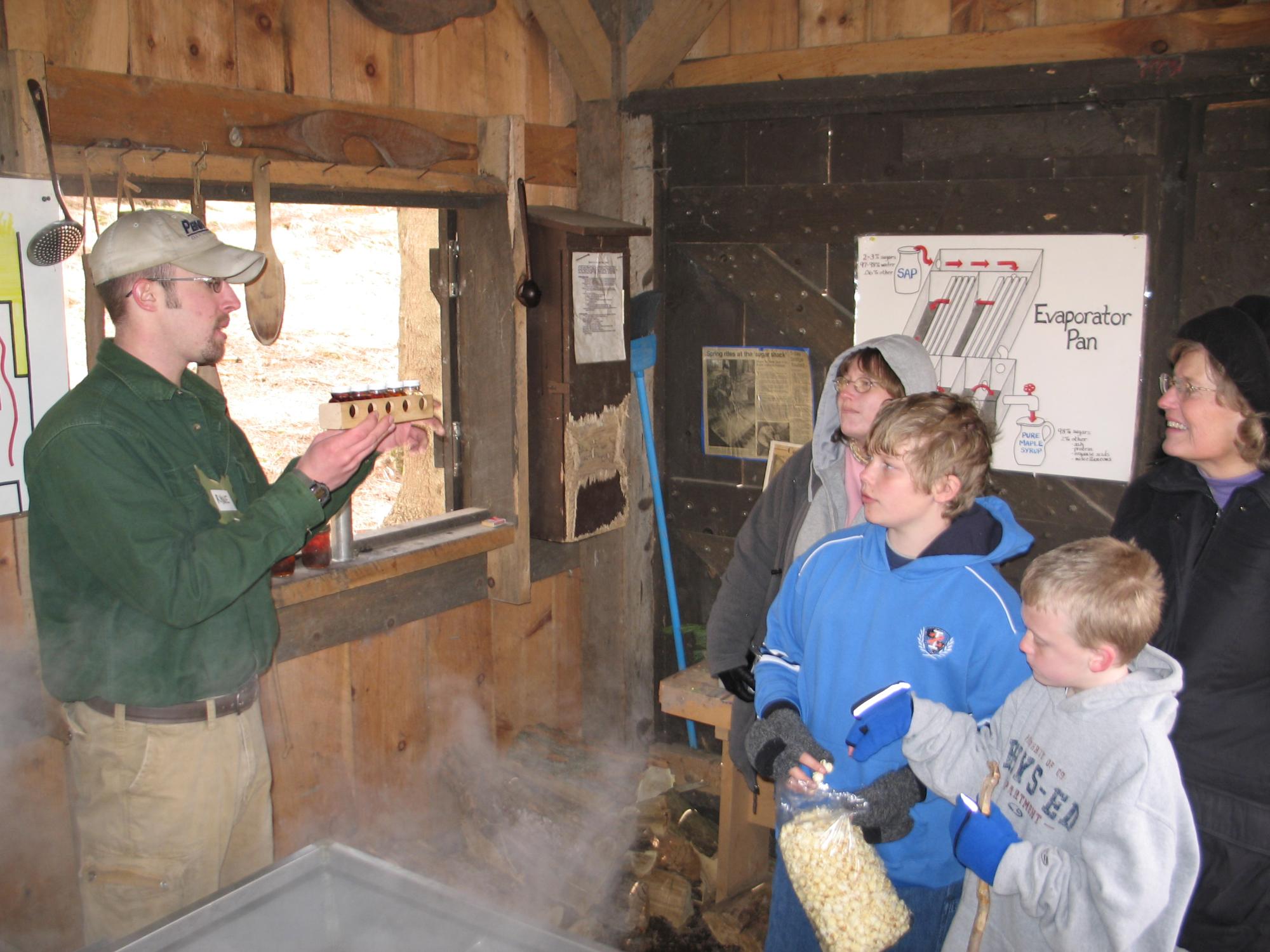 Learning about maple syrup at Shaver's Creek