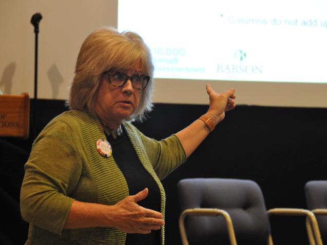 Dr. Patricia Greene addresses a group of faculty