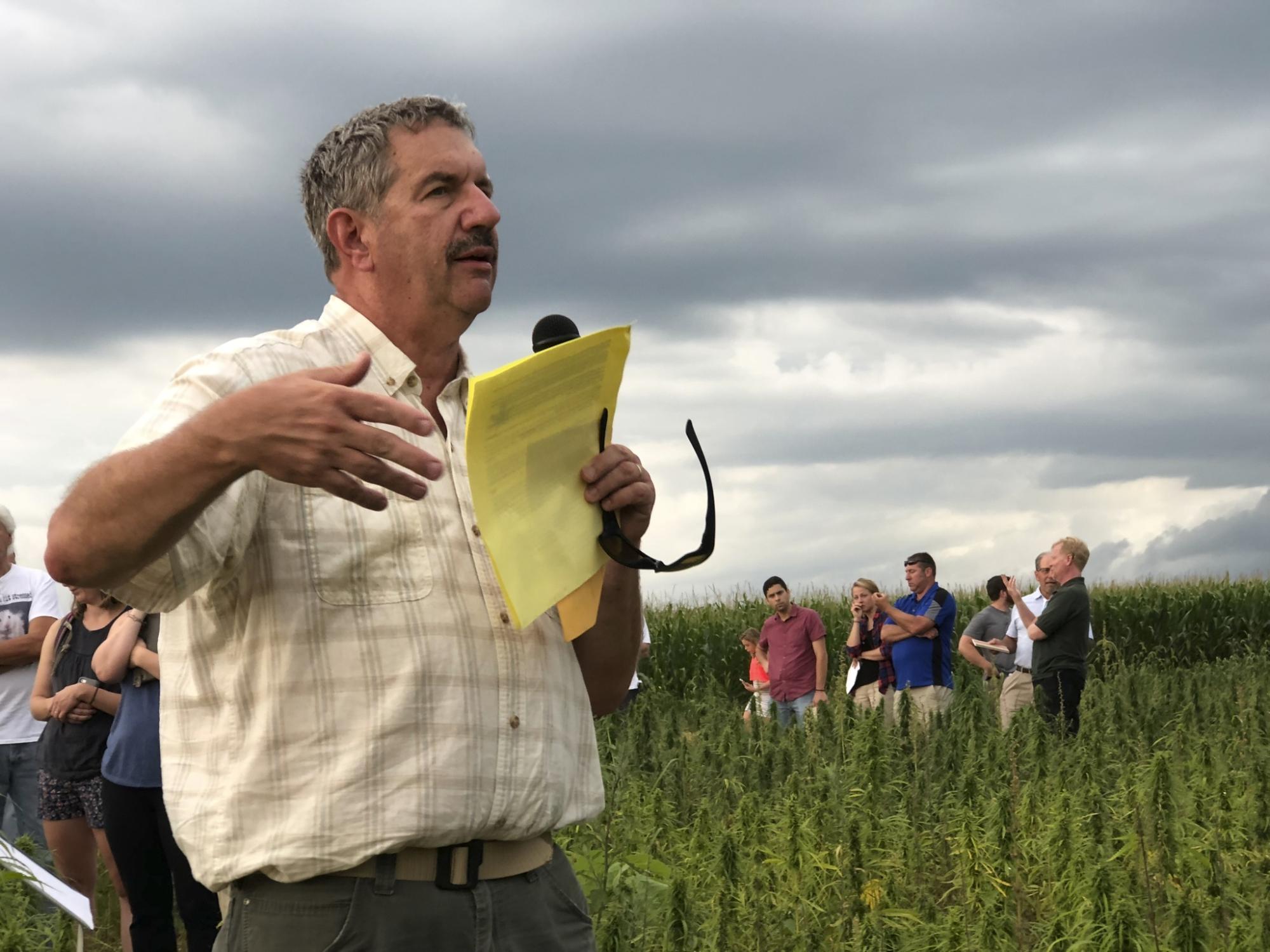 Greg Roth at hemp fields Penn State