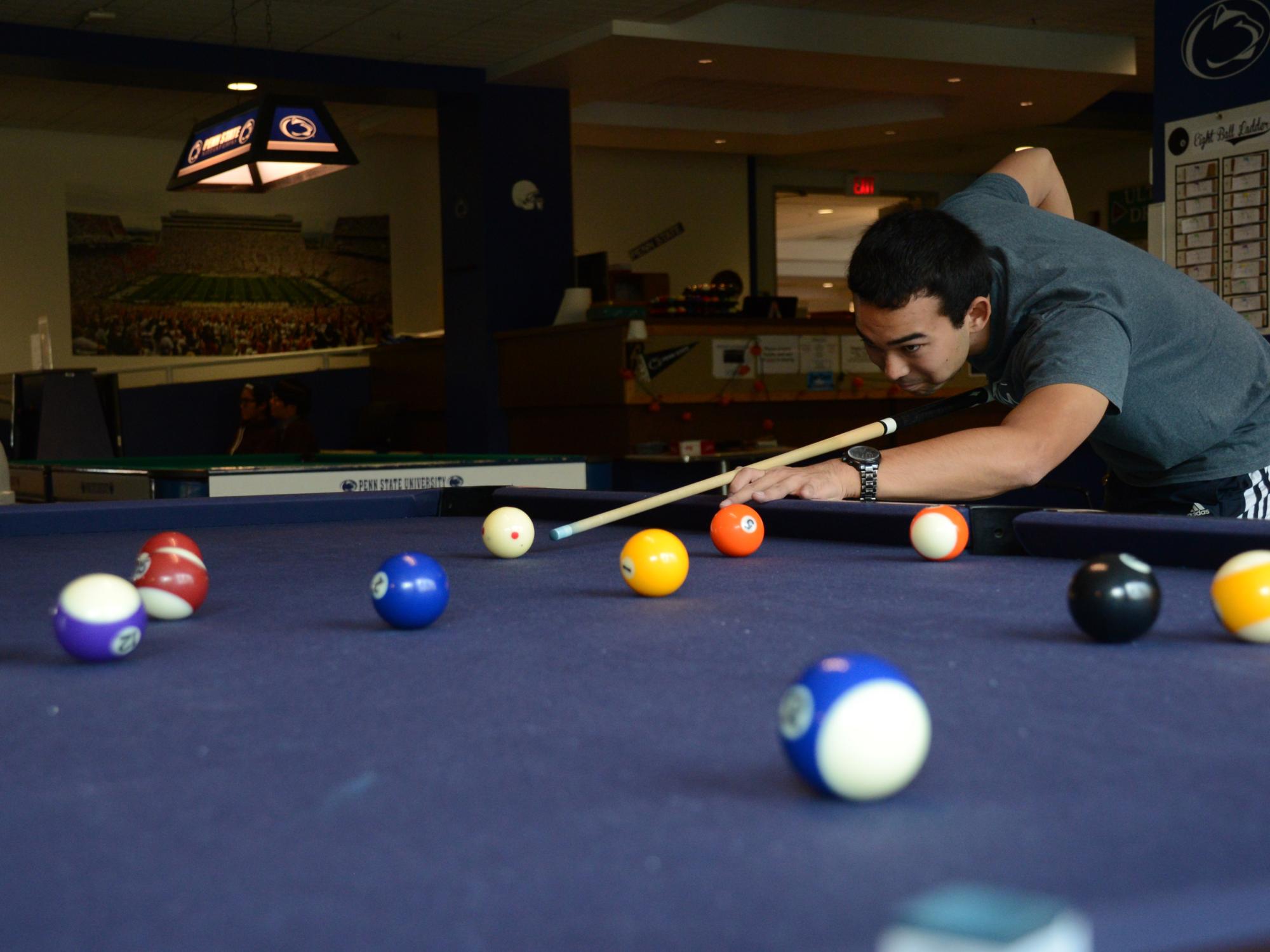 Rudy Haluza, president of Penn State’s Billiards Club 