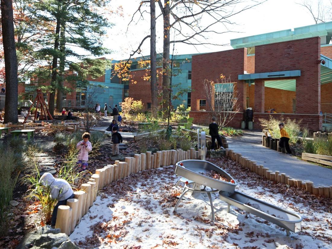 A photo of an outside space at the Child Care Center at Hort Woods.