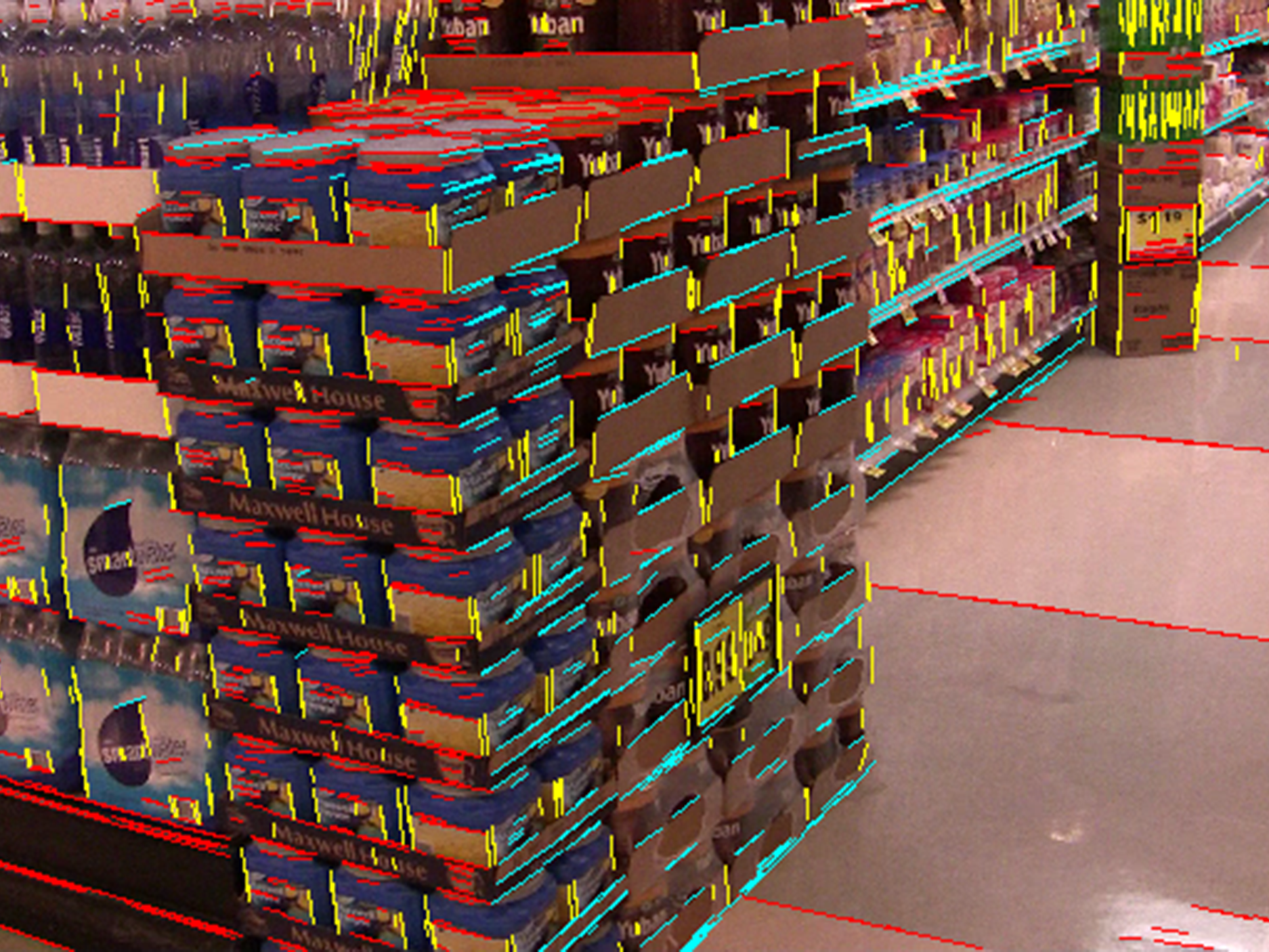 View of a grocery aisle as it would appear through smart camera