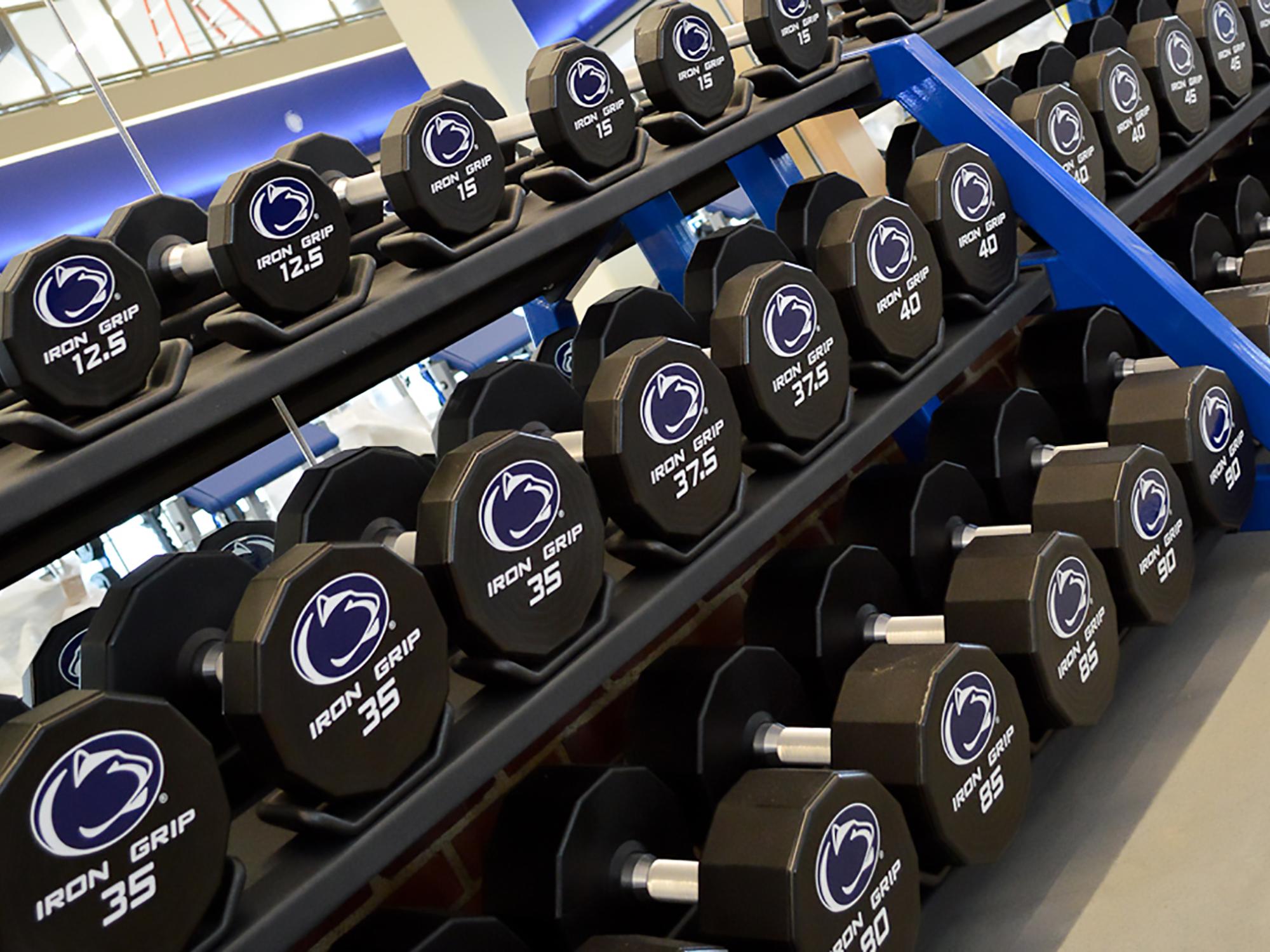 Weights in Penn State's new fitness center