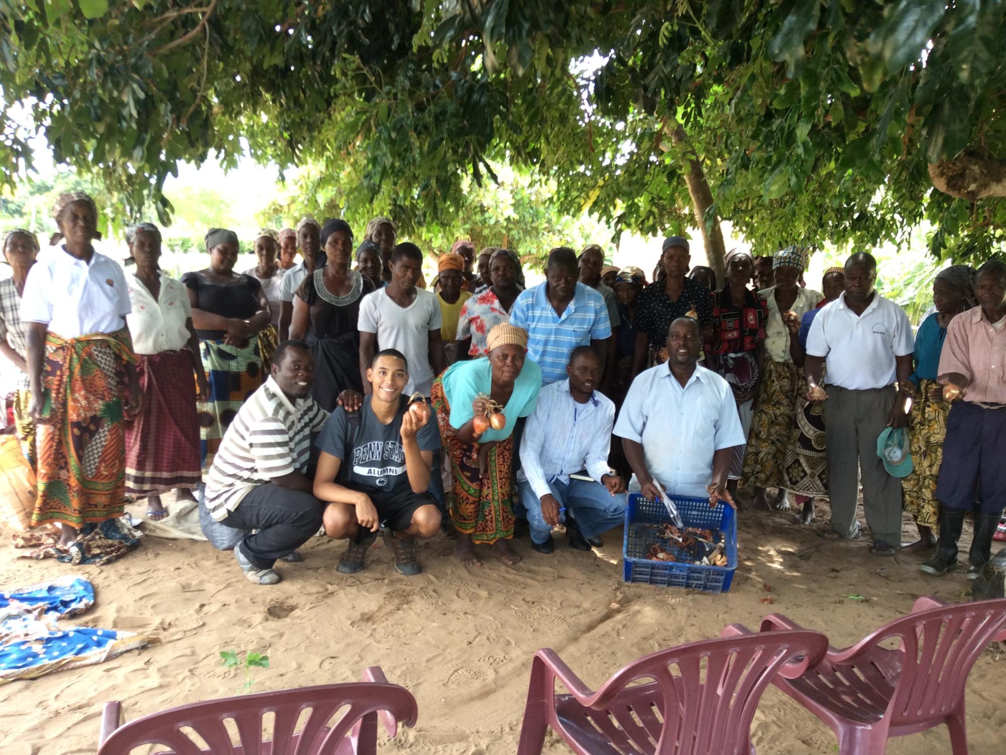 2014 HESE Fellow Jerrel Gilliam (in Penn State shirt) meeting with VISECO, a women's farming cooperative