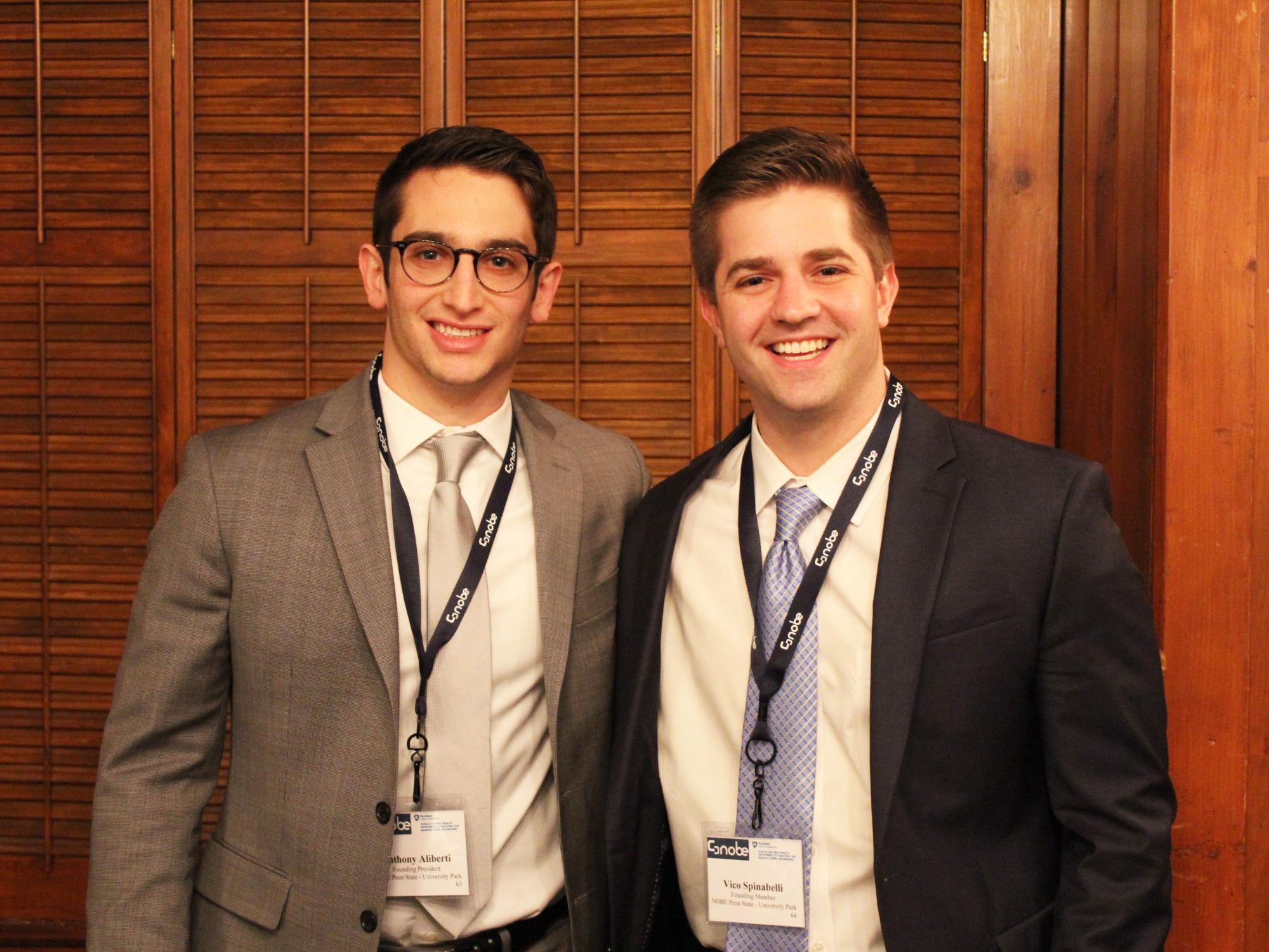 Penn State industrial engineering alums Anthony Aliberti (left) and Vico Spinabelli, two of the four original founders of the Business and Engineering Group that later became the Penn State chapter of NOBE.