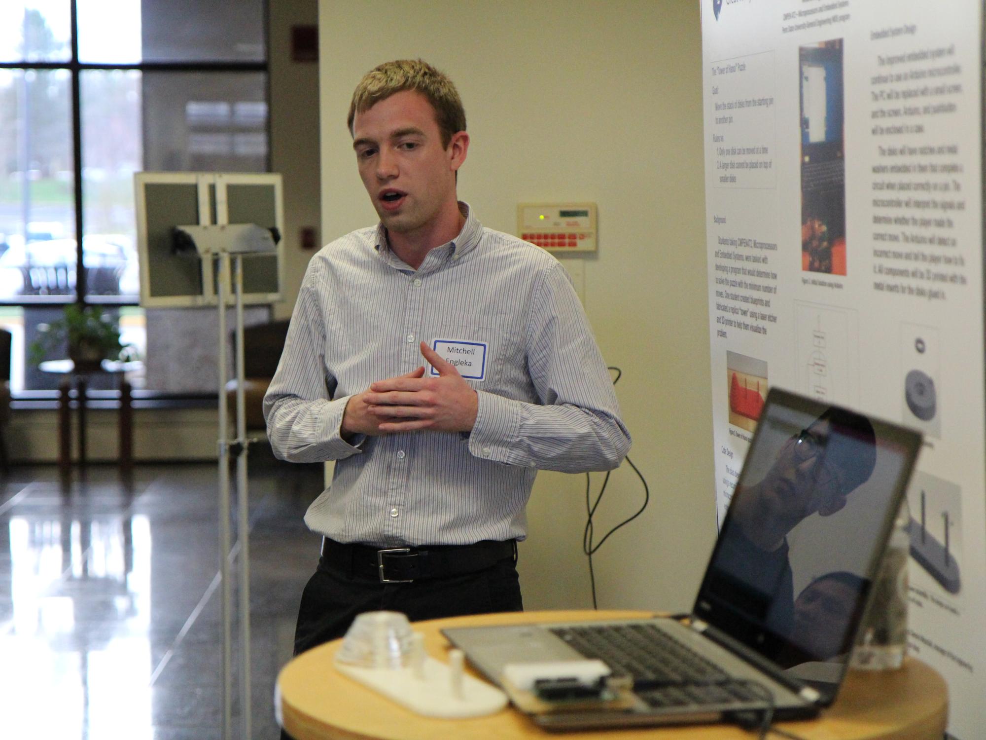 Student presenting research