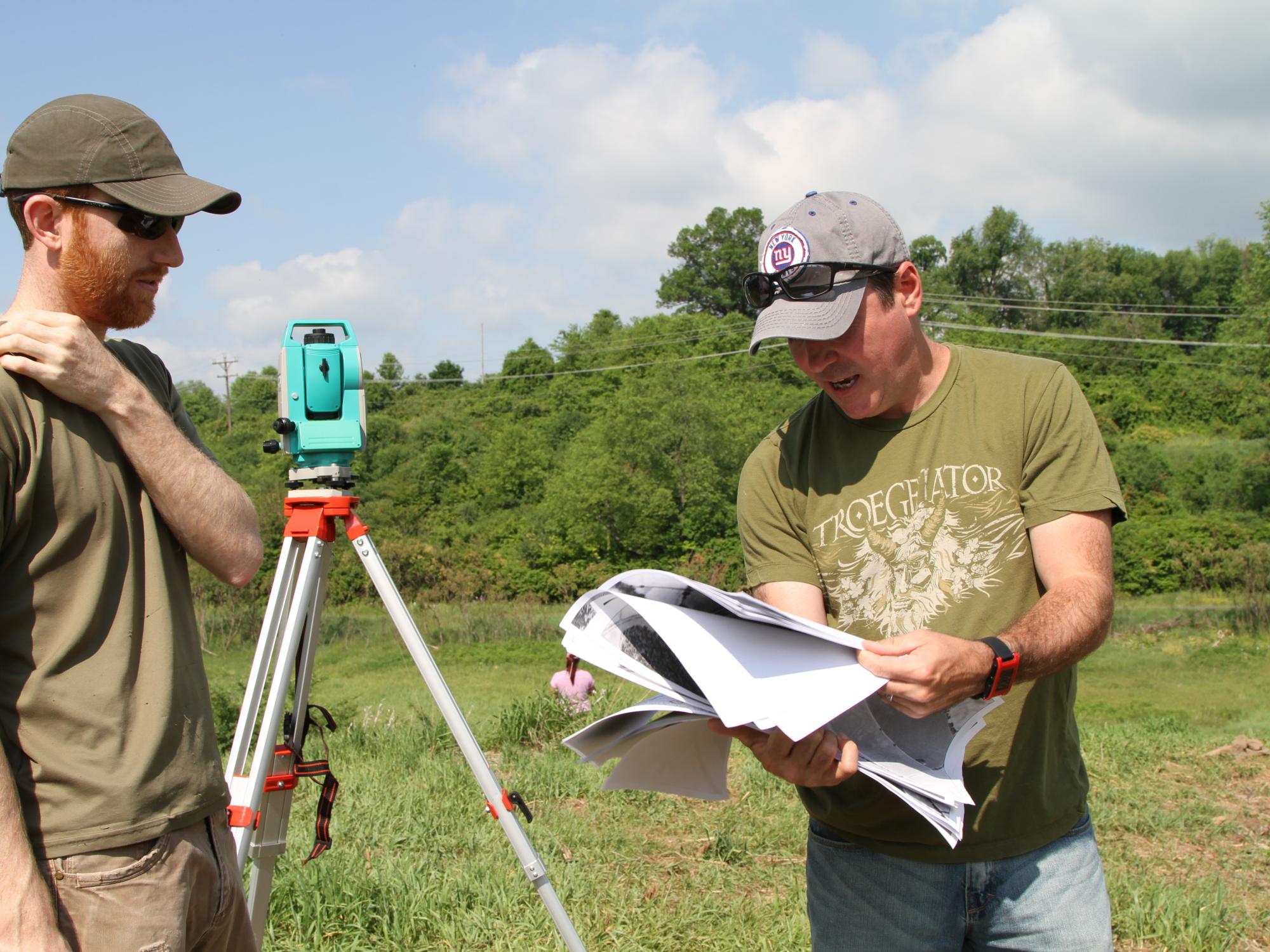 Chris Frey and Tim Murtha discuss the aerial photographs and data.