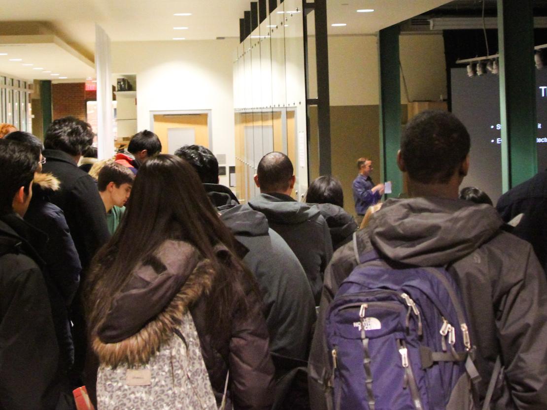 The crowd gathered to hear Jacob Stephens