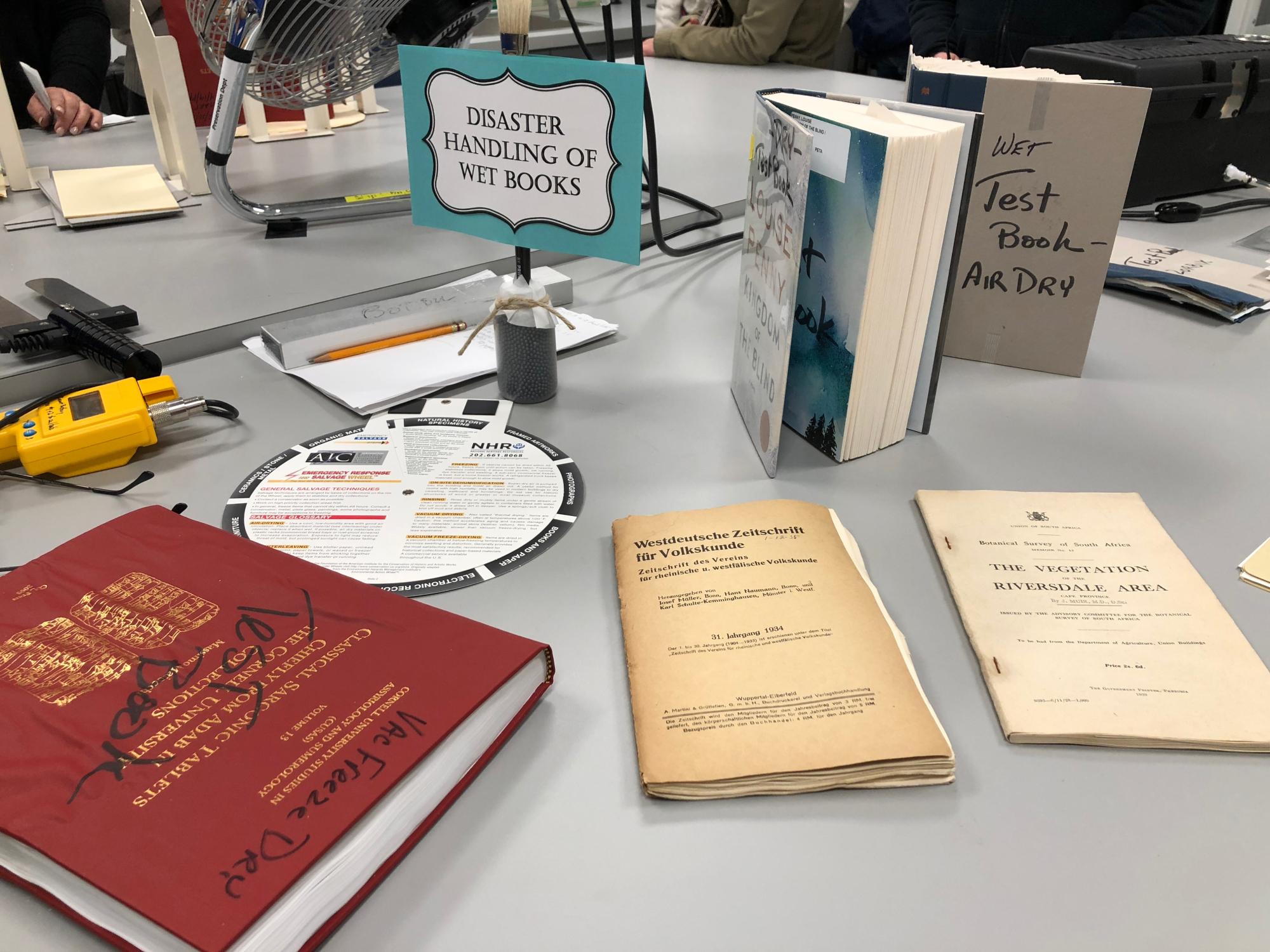 disaster test and wet book display