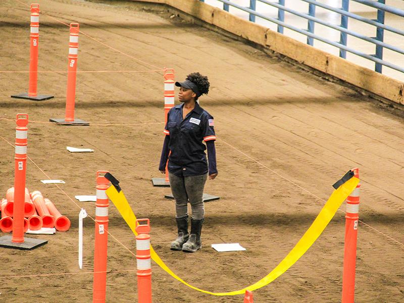 Kiazoa Joao, Penn State senior mining engineering student, waits for help.