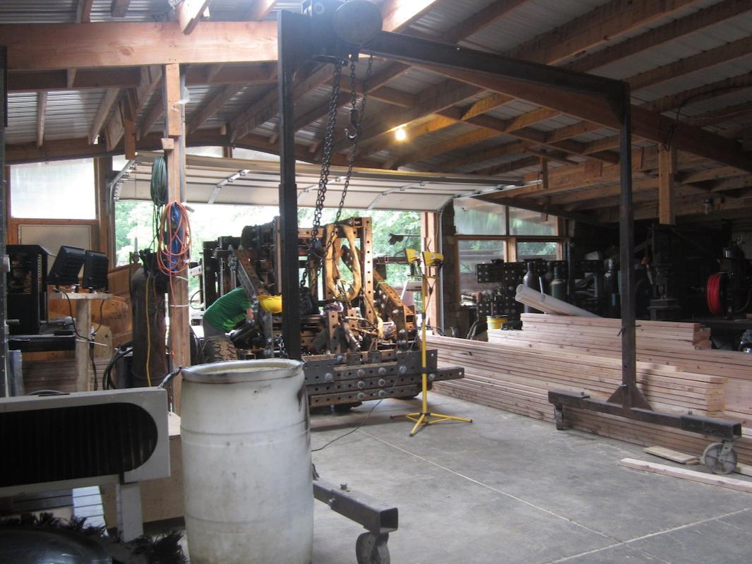 An interior view of the shop with machinery