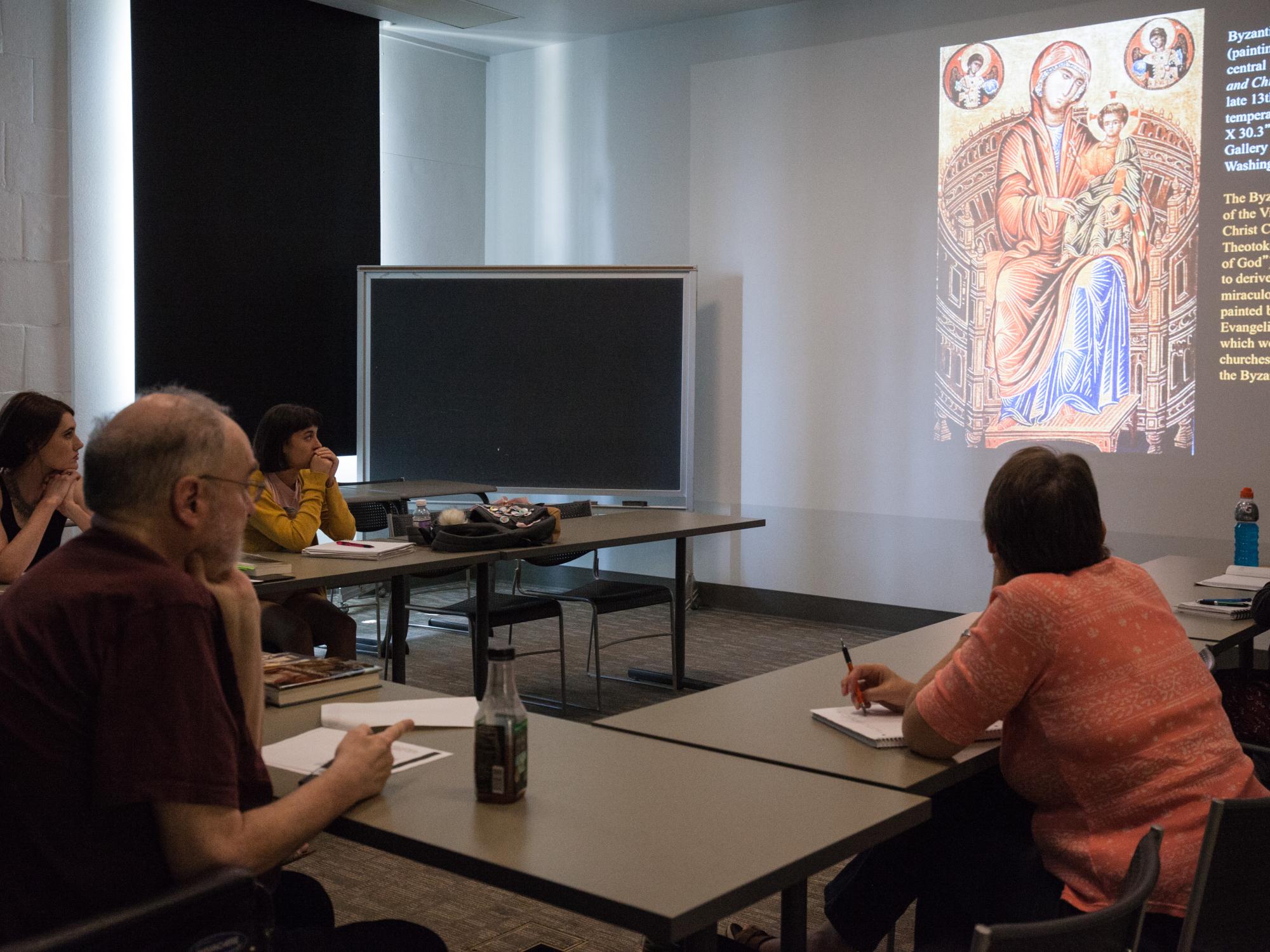 Brian Curran teaching his Michelangelo course this semester.
