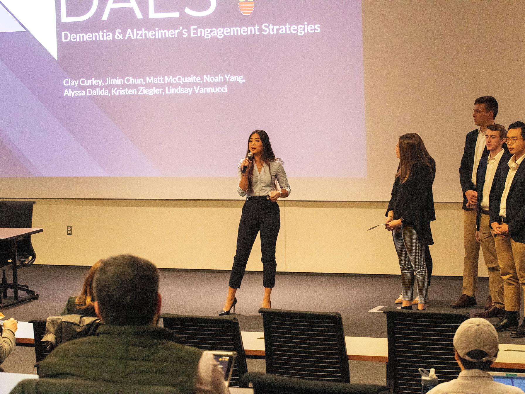 Alyssa Dalida, BBH student, pitching the DAES prototype