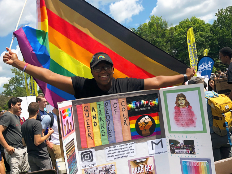 Jasmine Jackson at the Involvement Fair at the QTPOC table