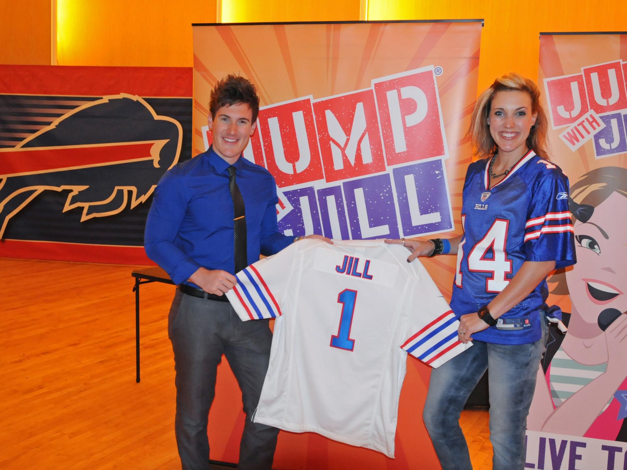 Jill and Mark Jayne were presented with an honorary Buffalo Bills jersey