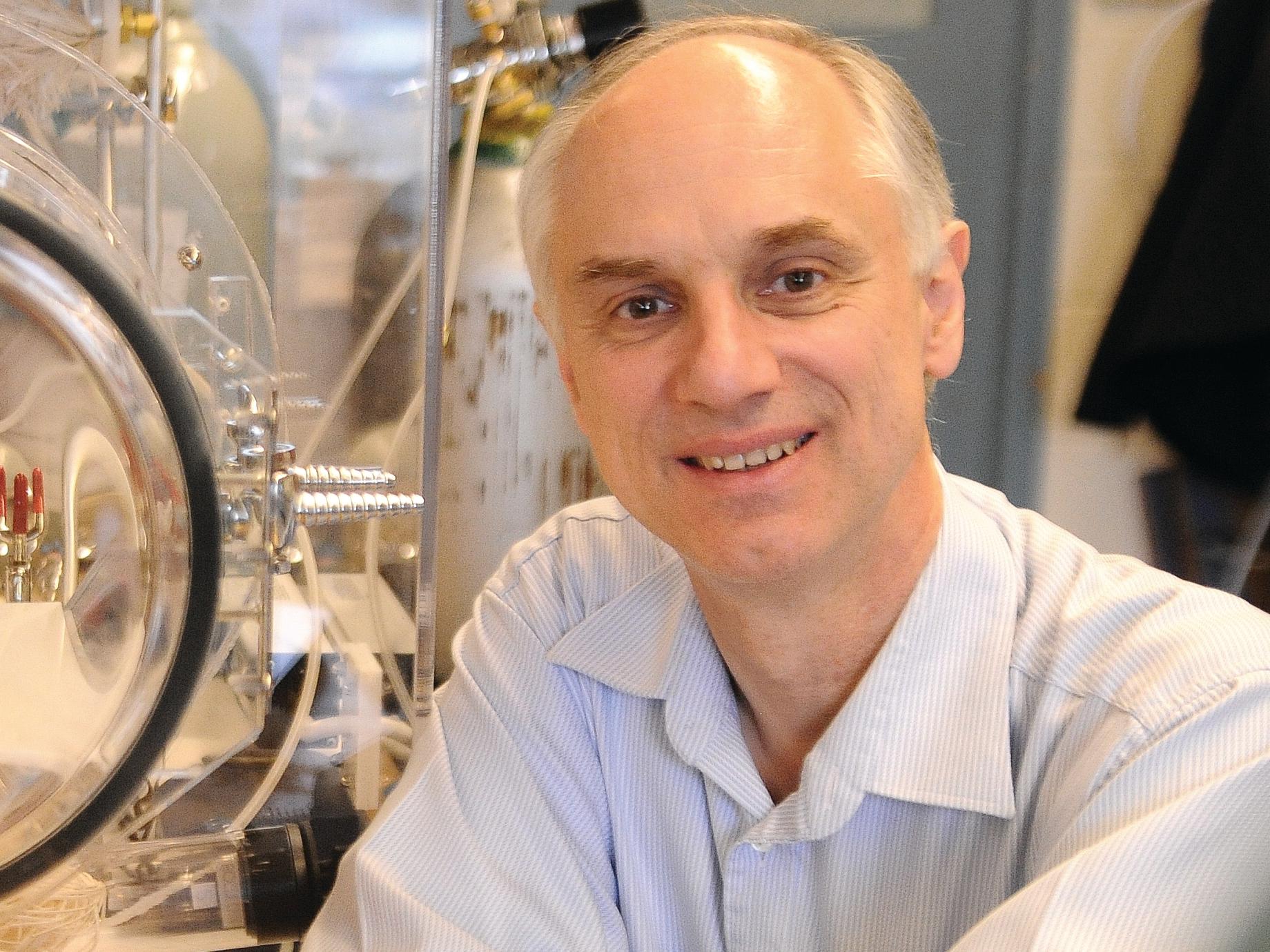 Klaus Lackner in his laboratory at Arizona State University.