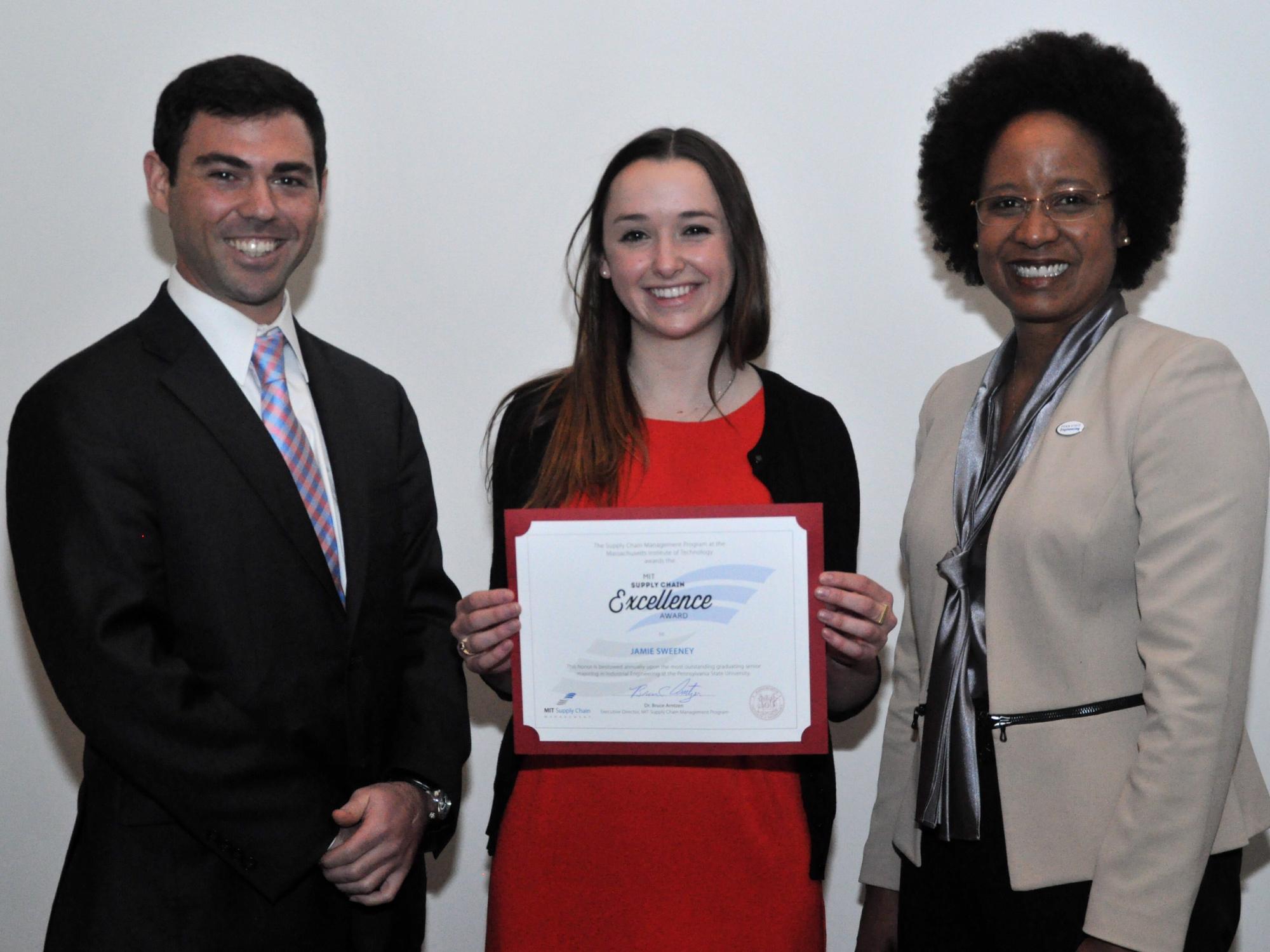 Jamie Sweeney is presented with the MIT Supply Chain Excellence Award