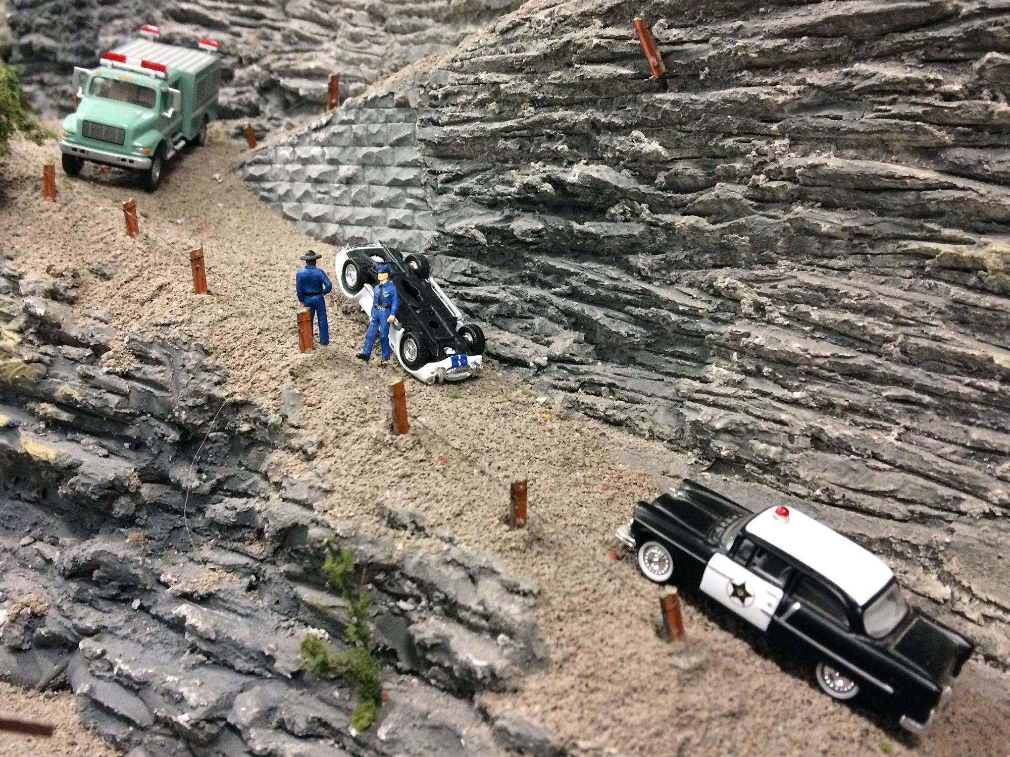 Model railroad police accident