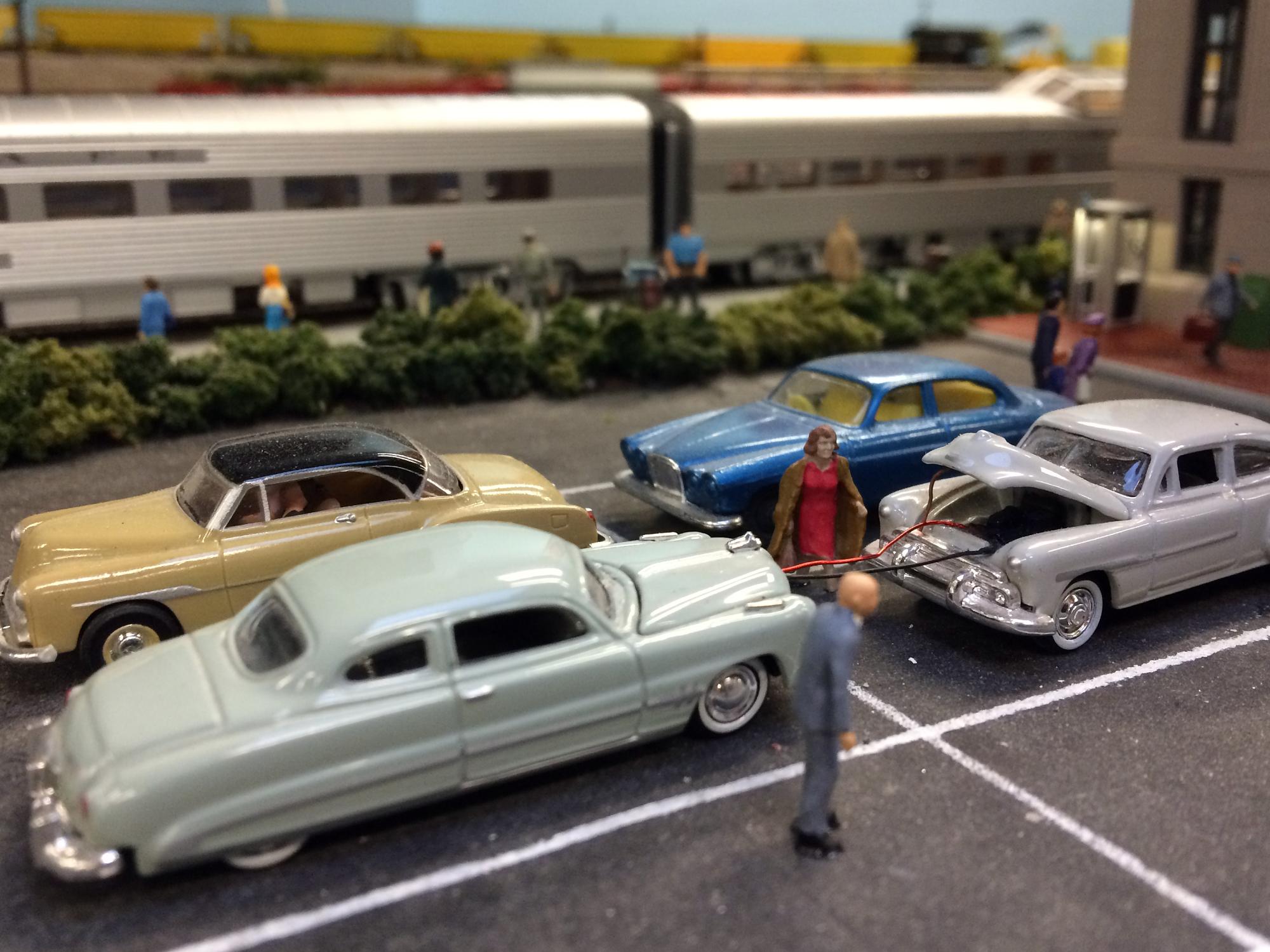Model railroad car jump start