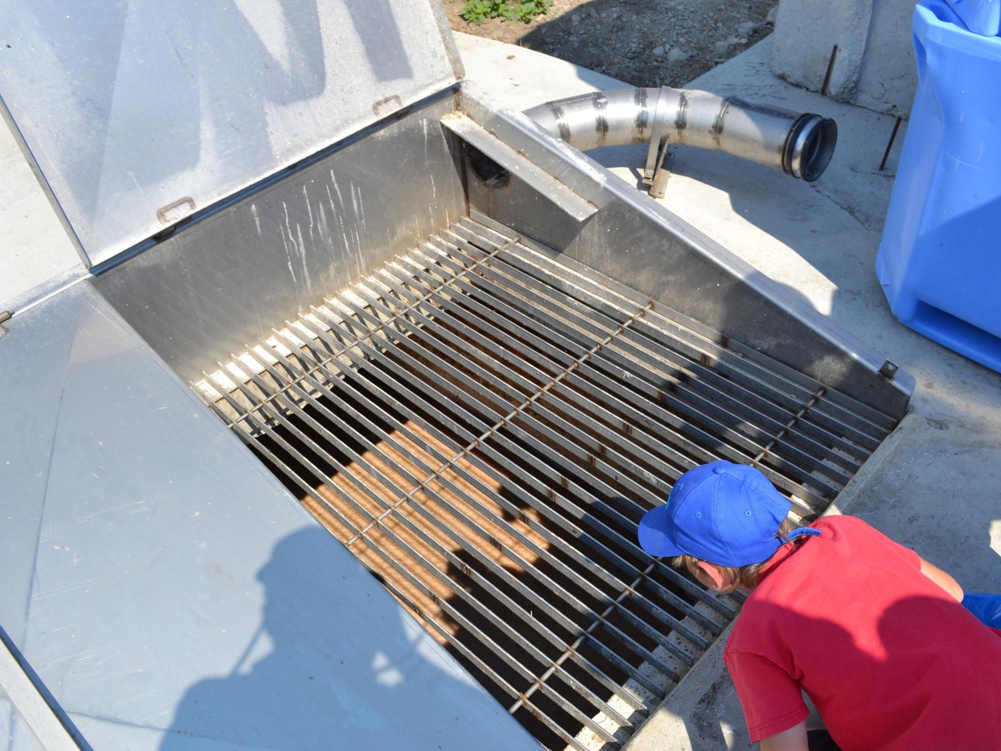 Manure pit grate and child