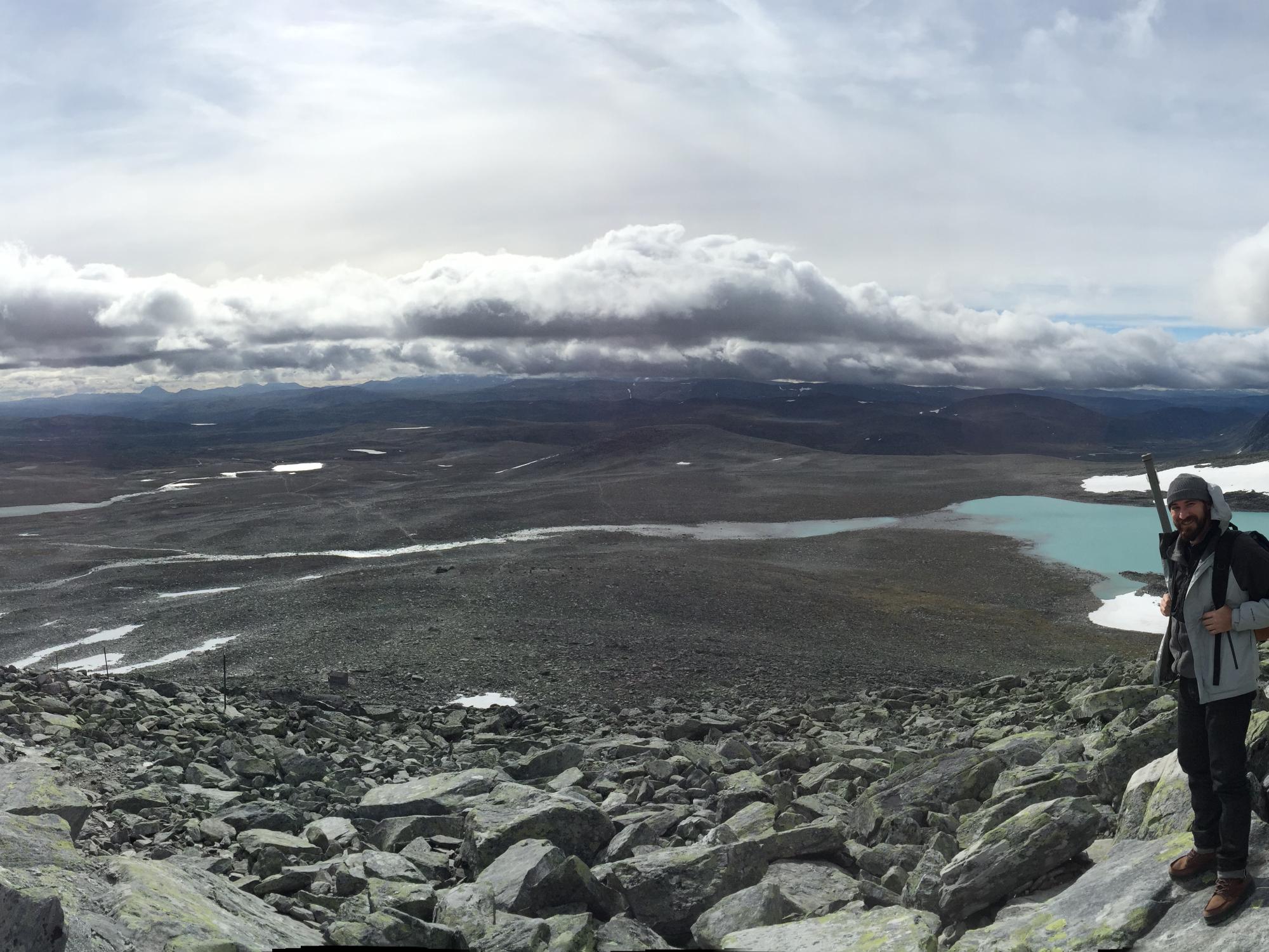 The view from the top of Snøhetta, a mountain in Norway.