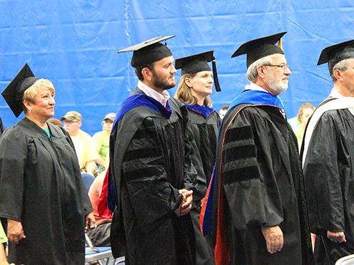 Penn State Mont Alto faculty members recess following the annual Founders Convocation.