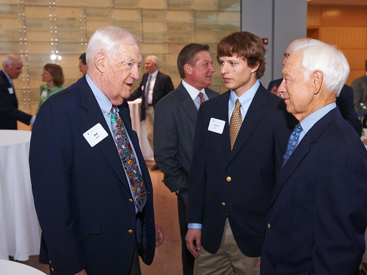 Bob Moore '48, Mel Rex '59, and student David Rex at the Leaders Celebration