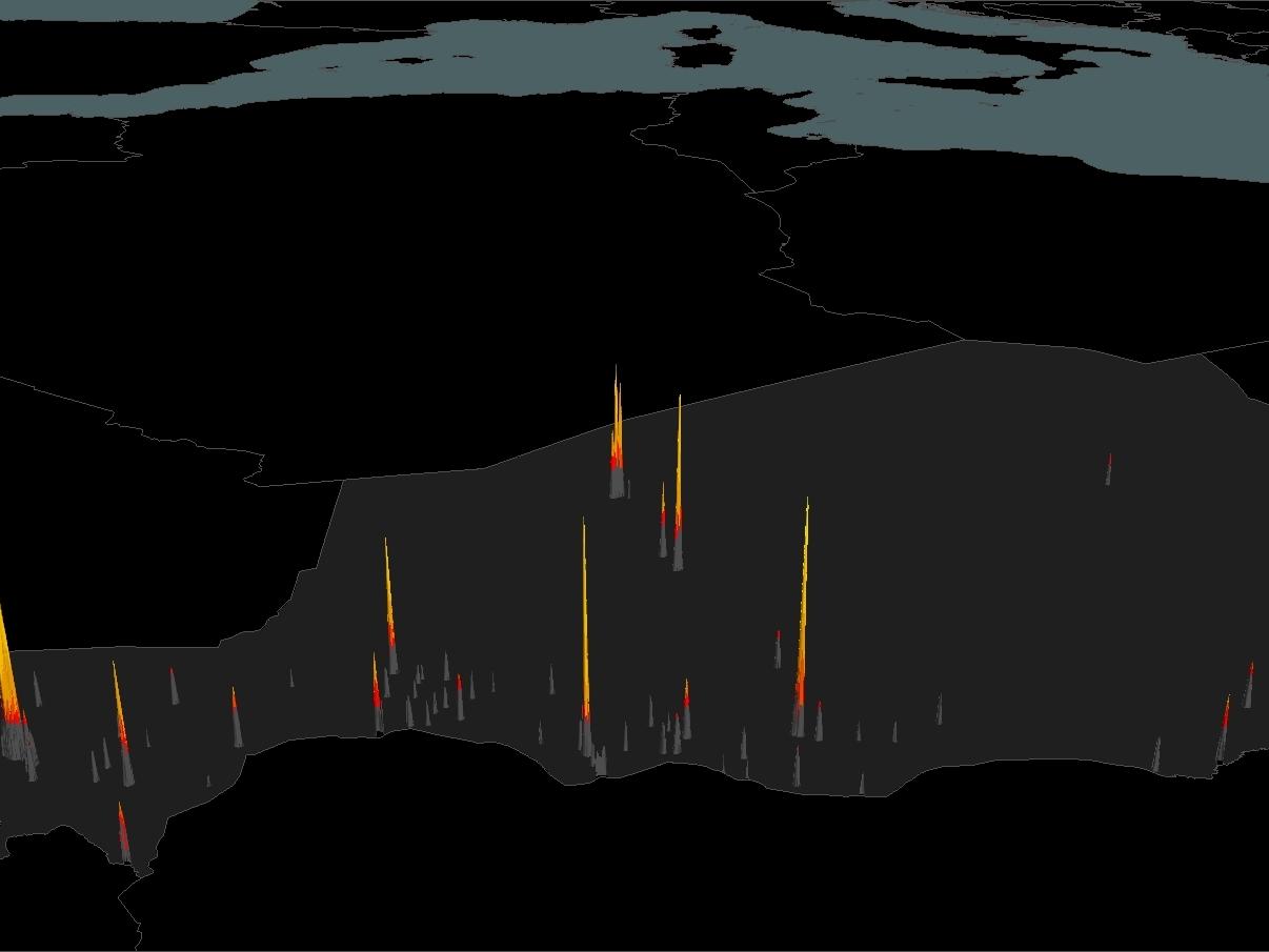 Population of Niger cities based on night light