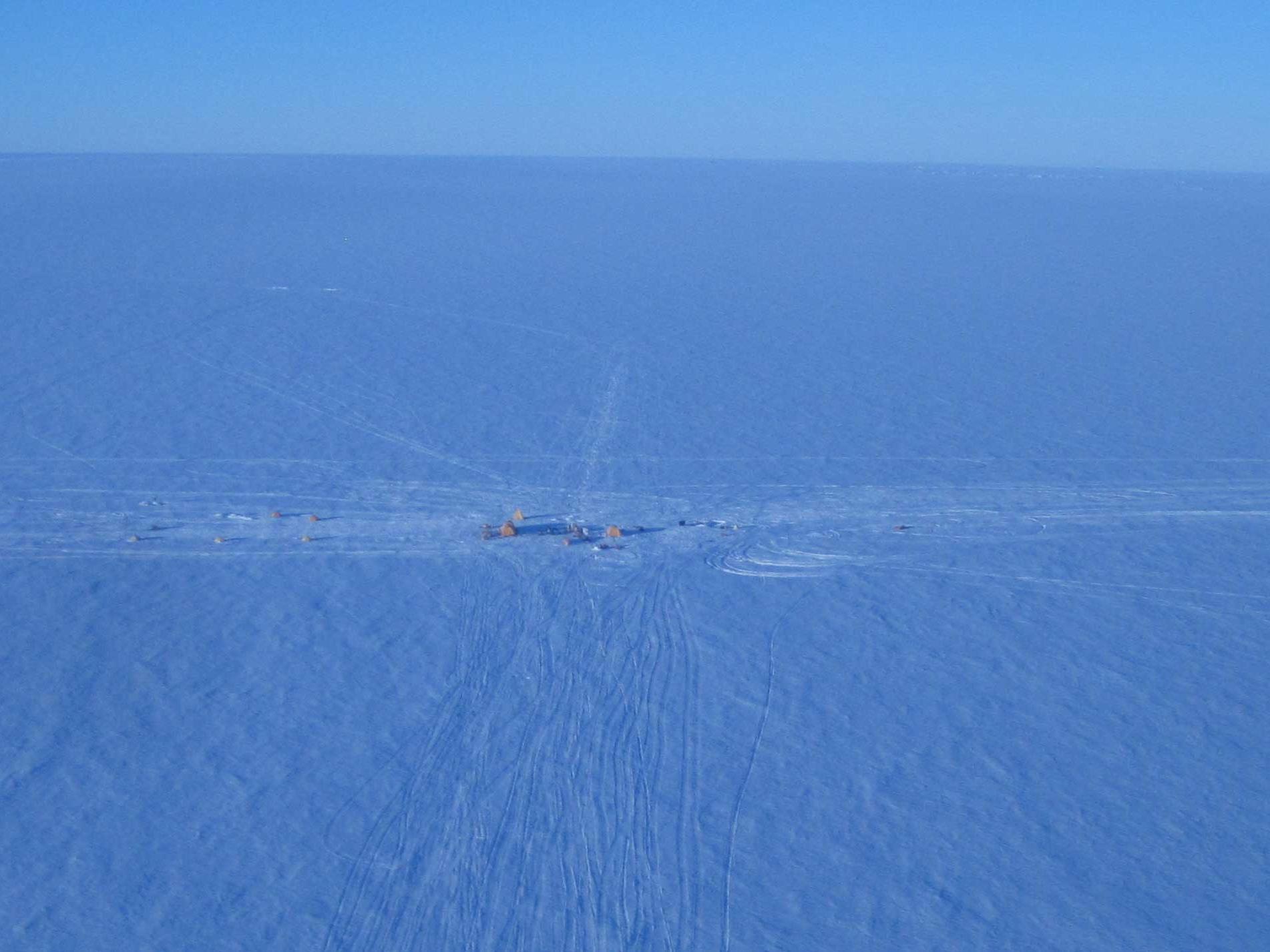 Pine Island Glacier camp aerial