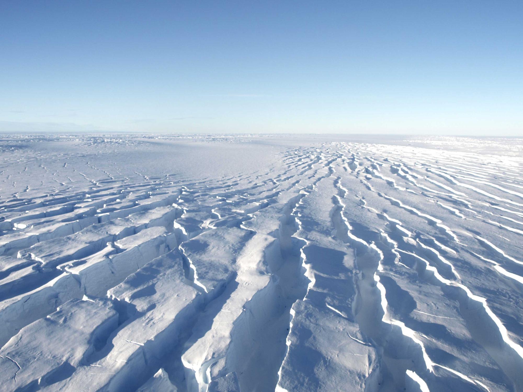 crevasses on Pine Island Glacier