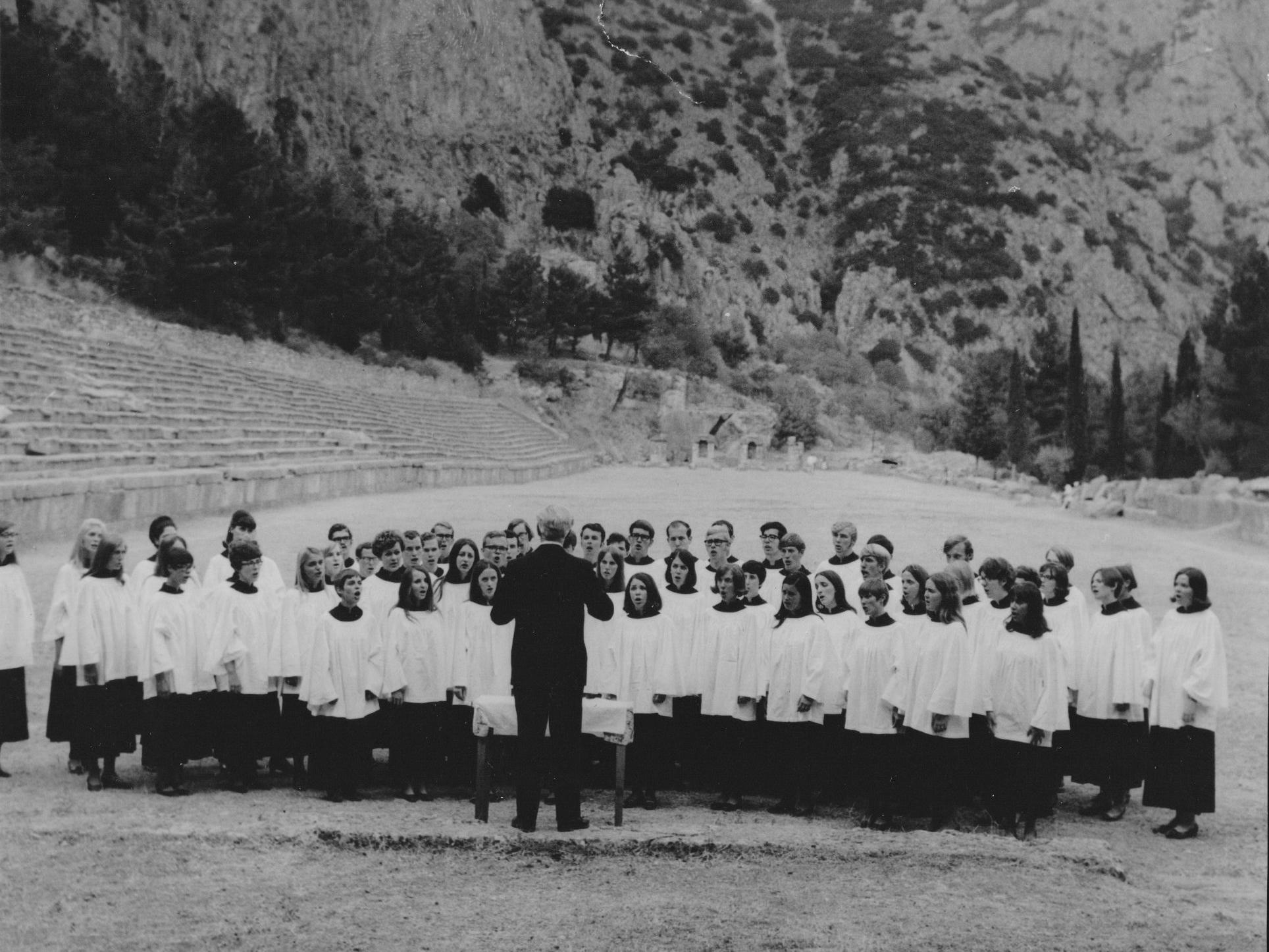 Penn State choir performing at Stadium of Apollo, July 20, 1969
