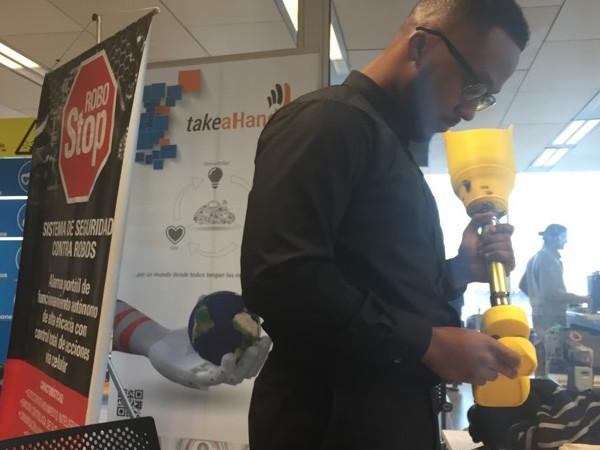 Laventure working on the BIOstep, a 3D-printed prosthetic leg