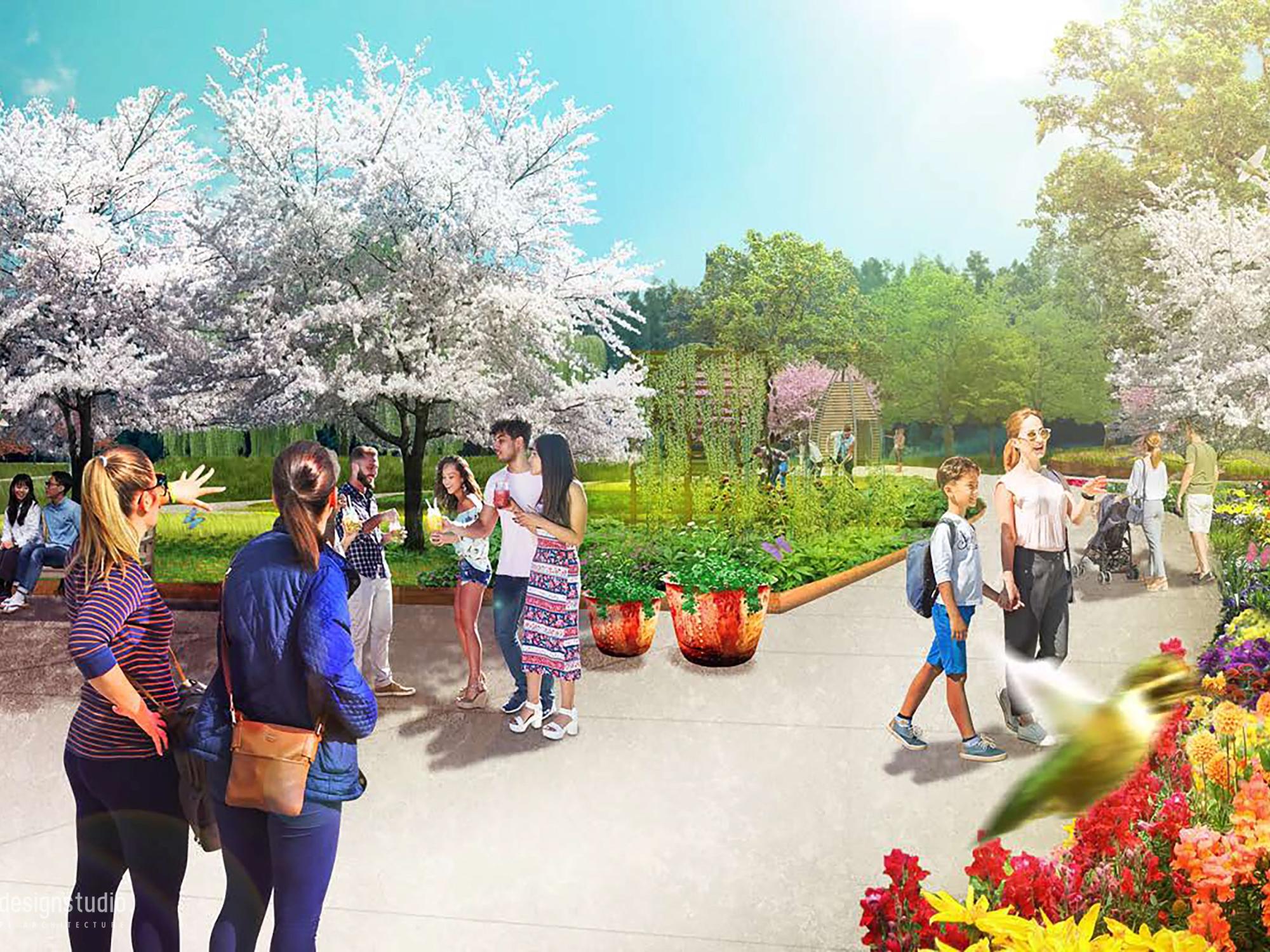 Arboretum Pollinator and Bird Garden rendering - plaza