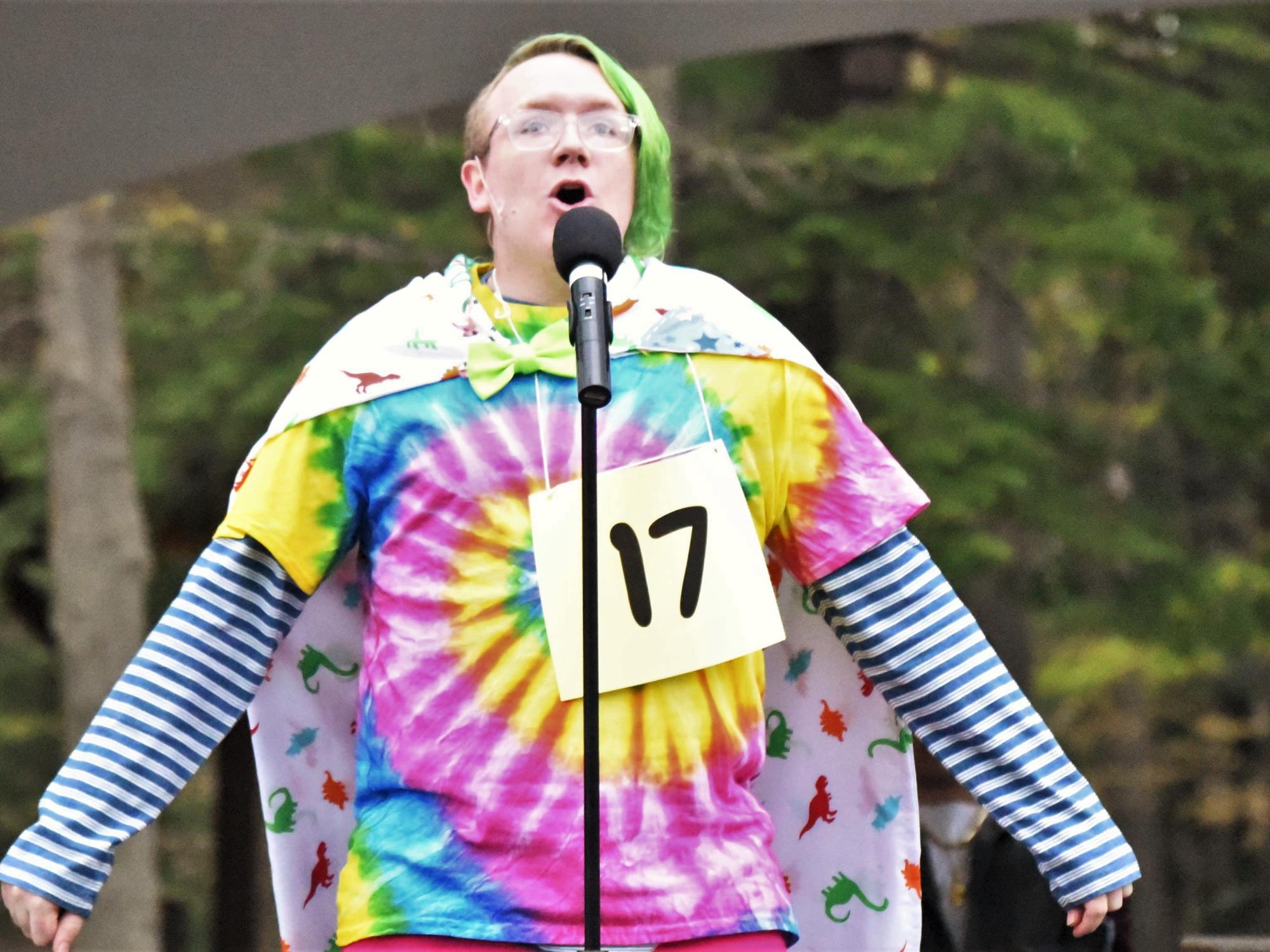 A Penn State Behrend student rehearses his role in "The 25th Annual Putnam County Spelling Bee."
