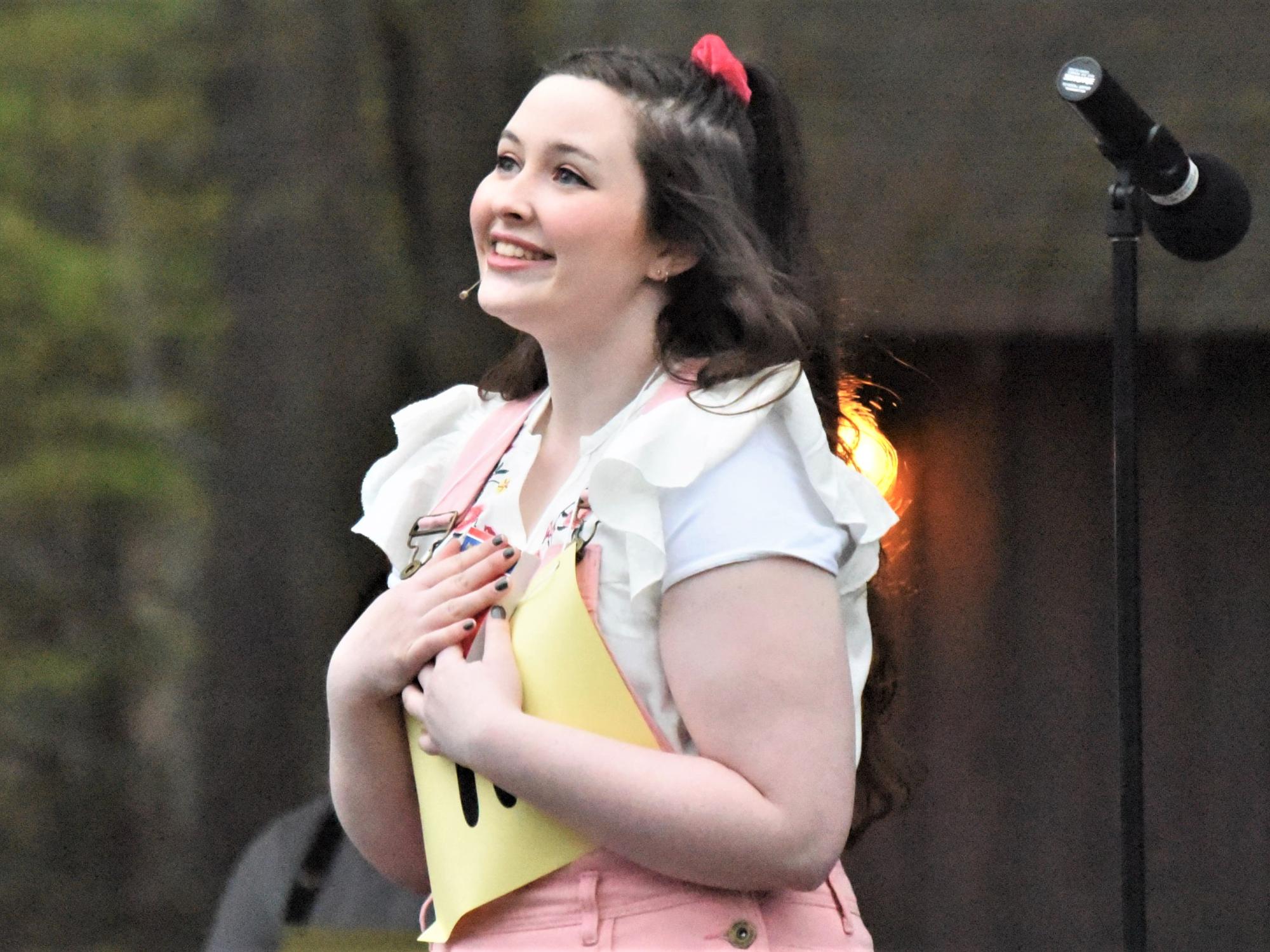 A Penn State Behrend student rehearses her role in "The 25th Annual Putnam County Spelling Bee."